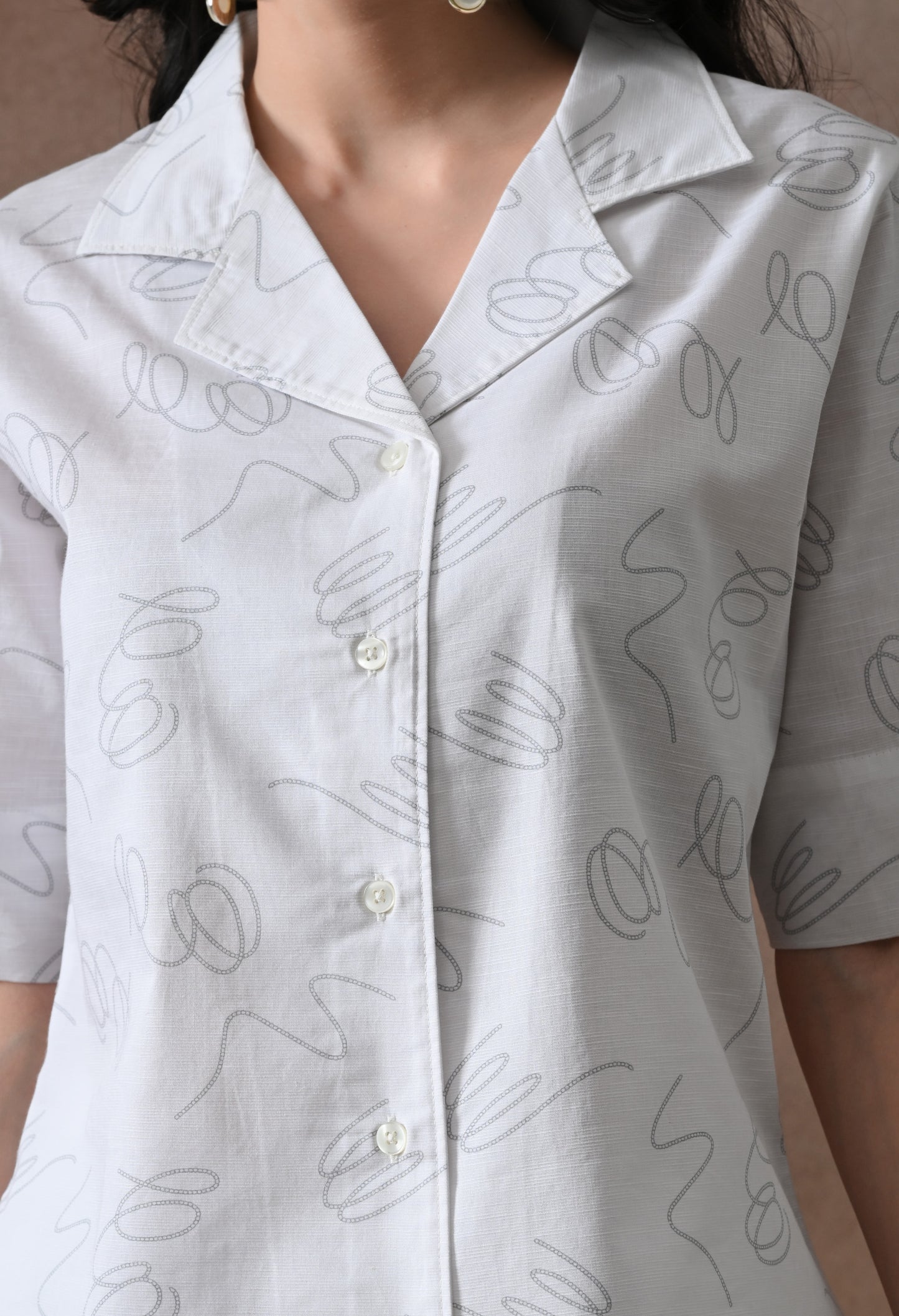 White Resort Shirt Co-ord Set for Women