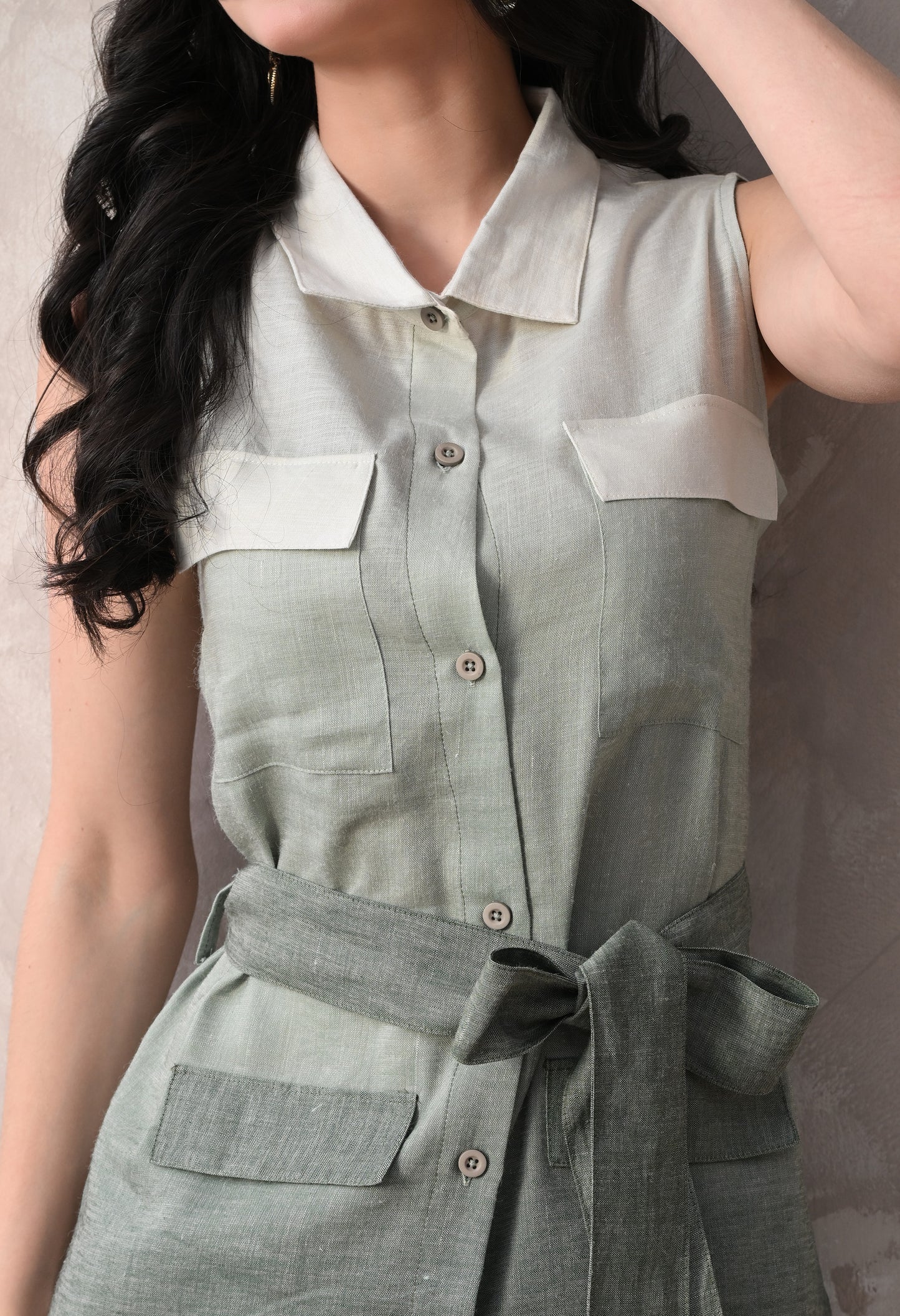 Sage Green Ombre Linen Co-Ord Set