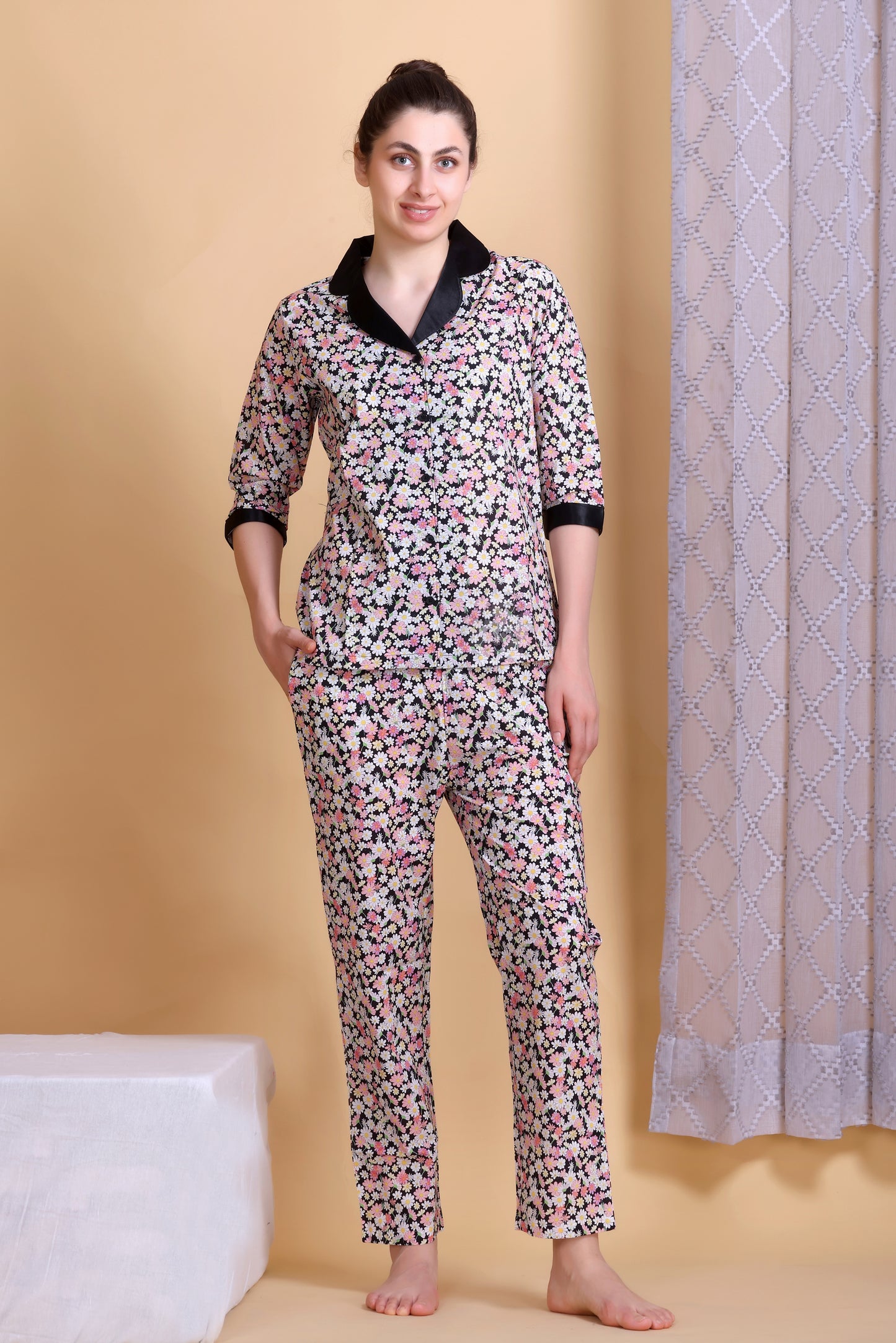 Cotton Front-open nightwear set