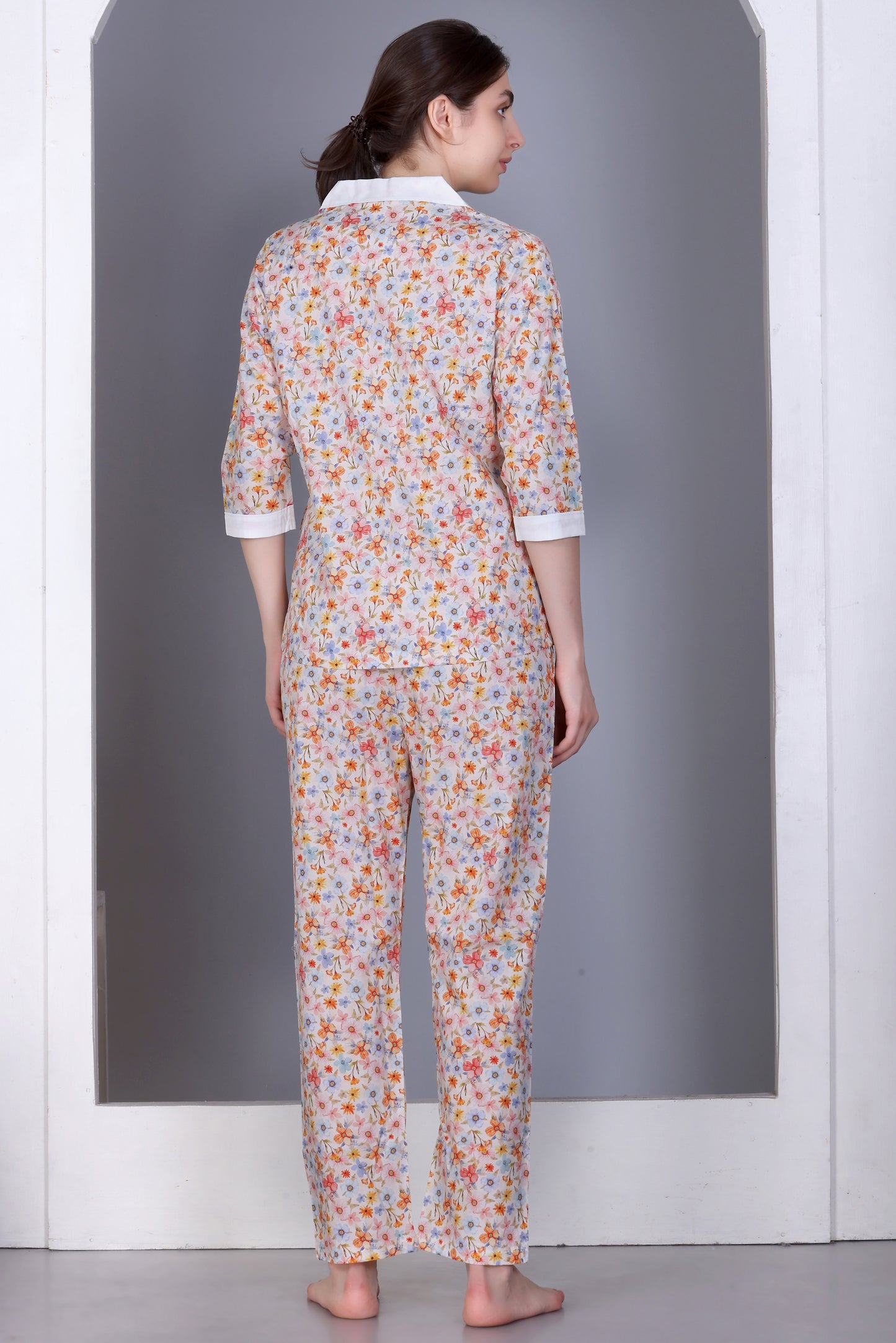 Cotton Front-open Nightwear set