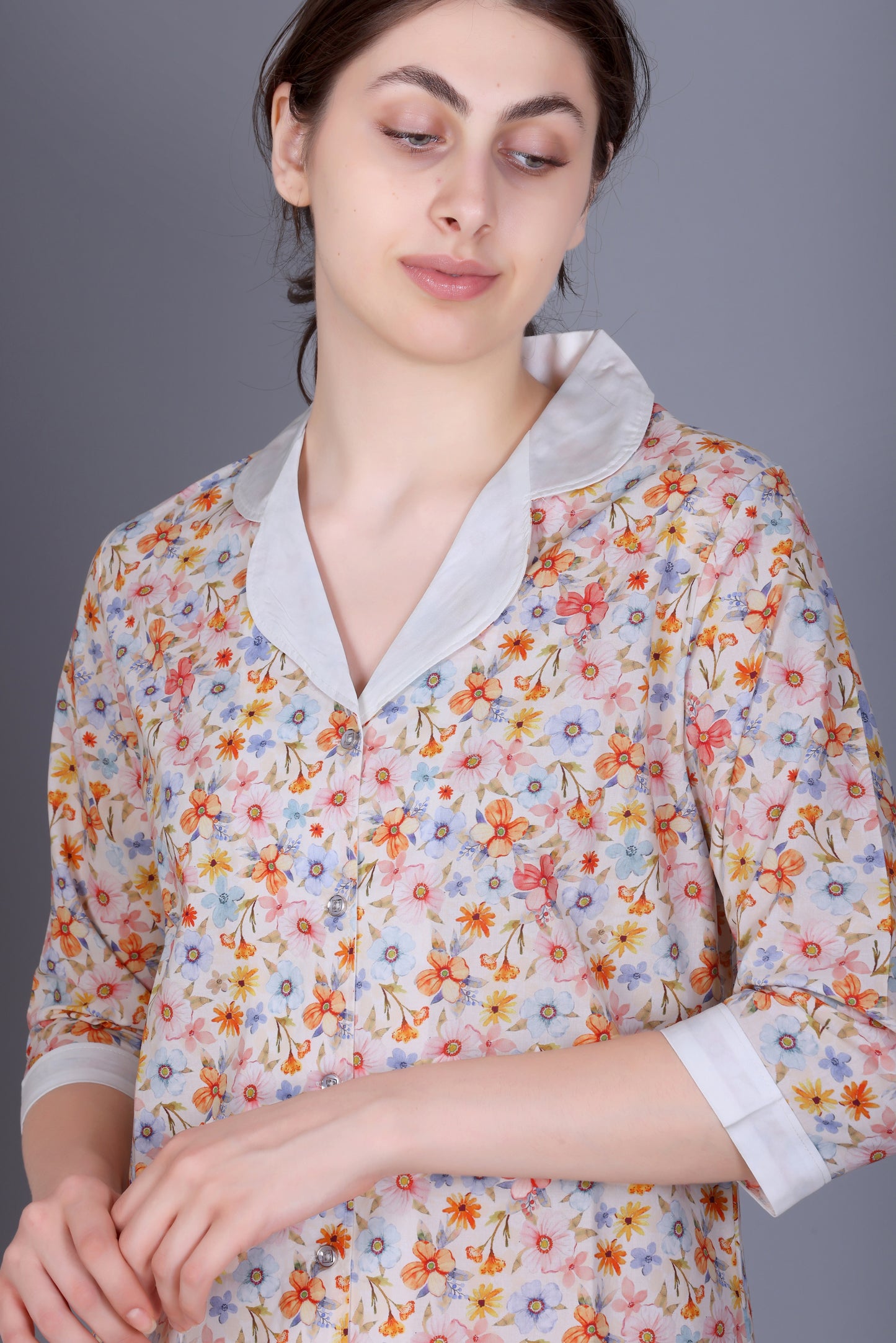 Cotton Front-open Nightwear set