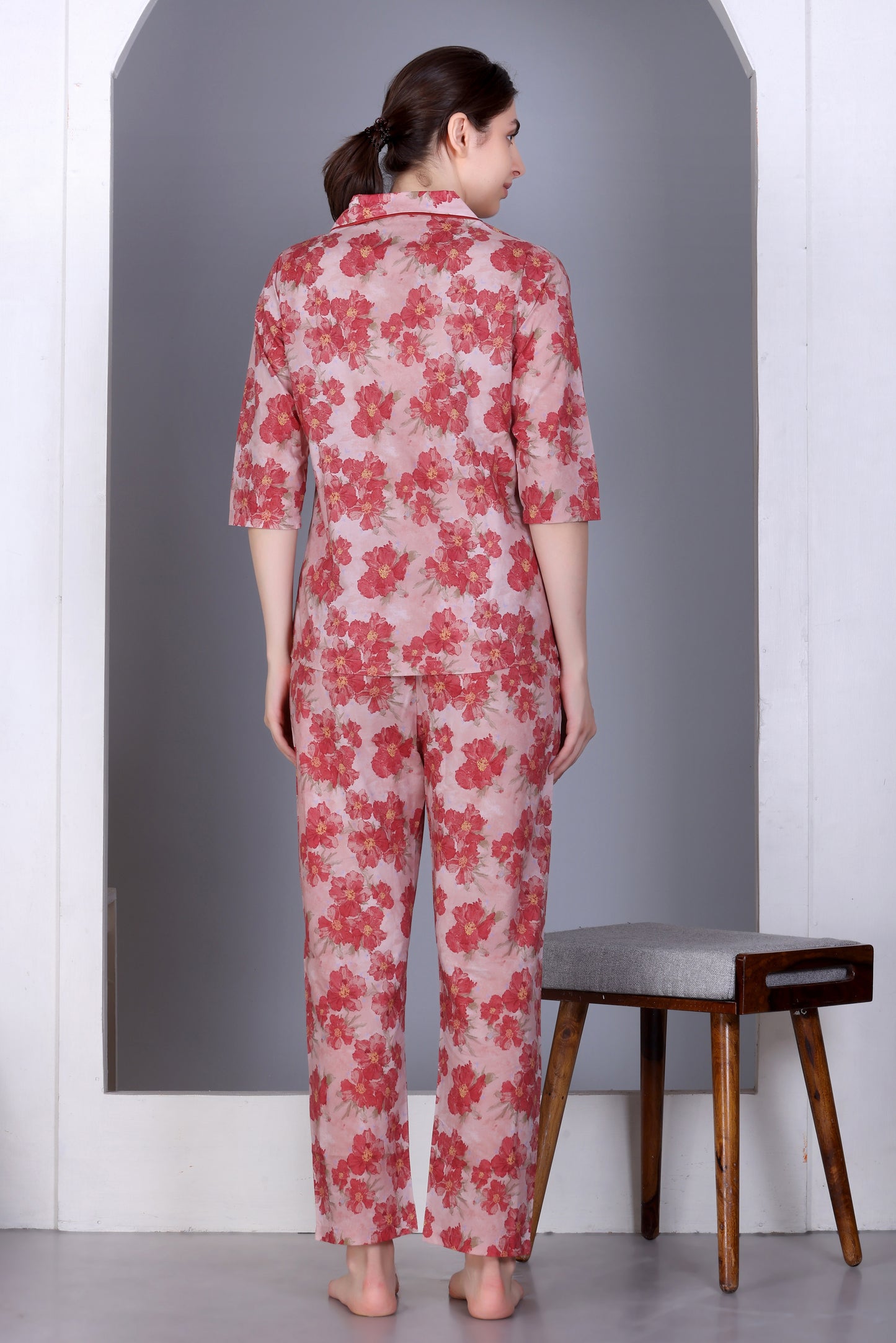 Cotton Front-open Nightwear Set