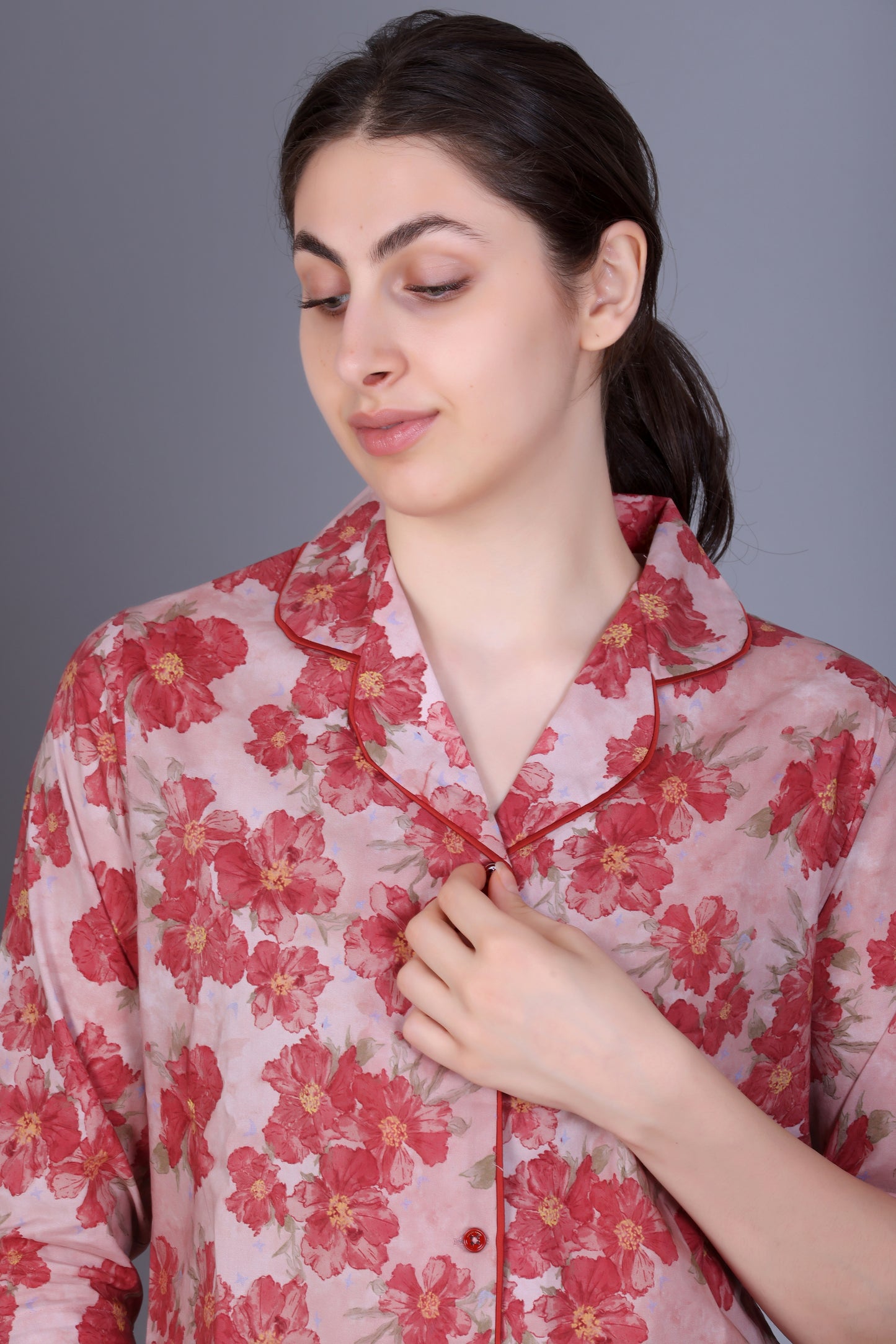 Cotton Front-open Nightwear Set