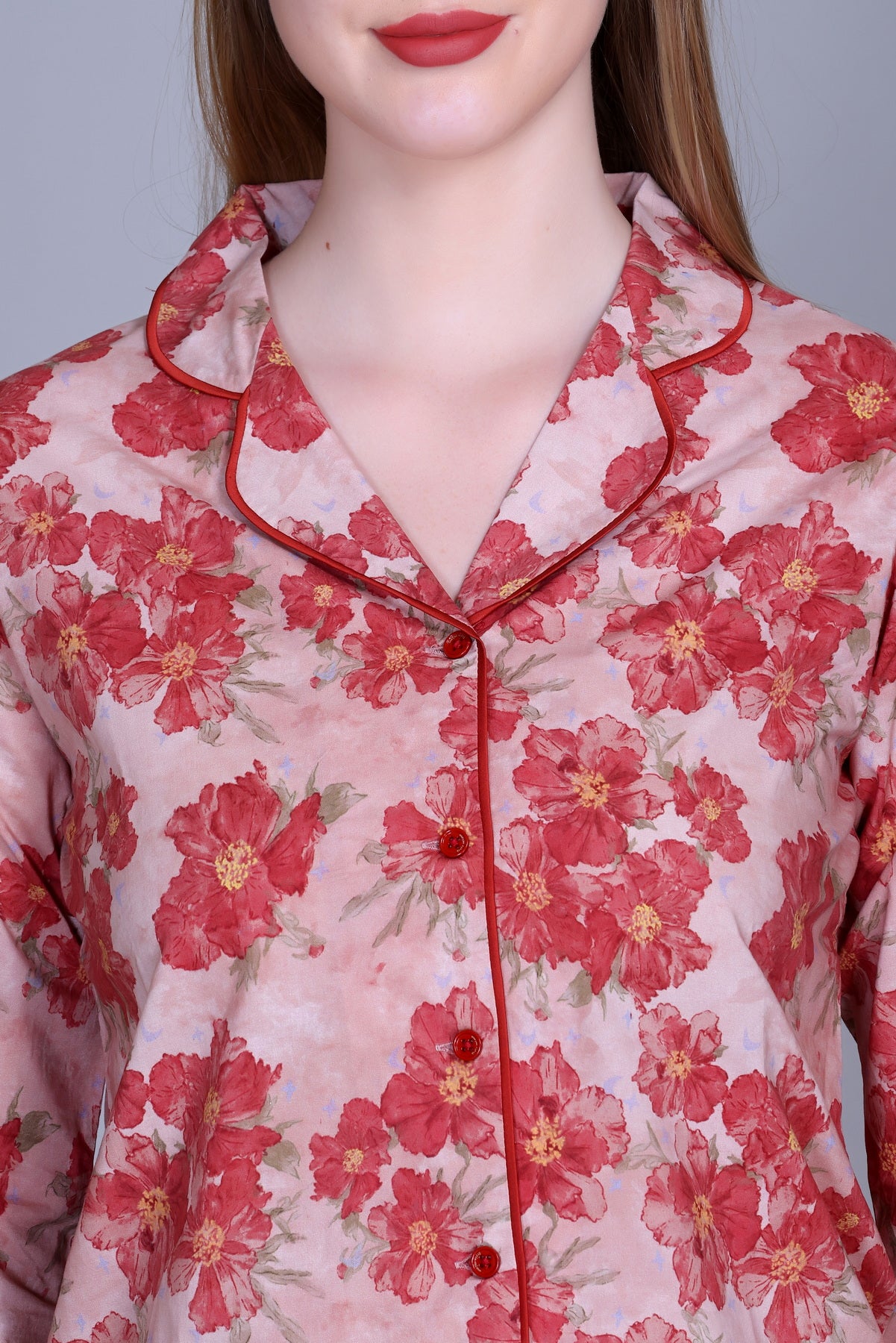 Cotton Front-open Nightwear Set