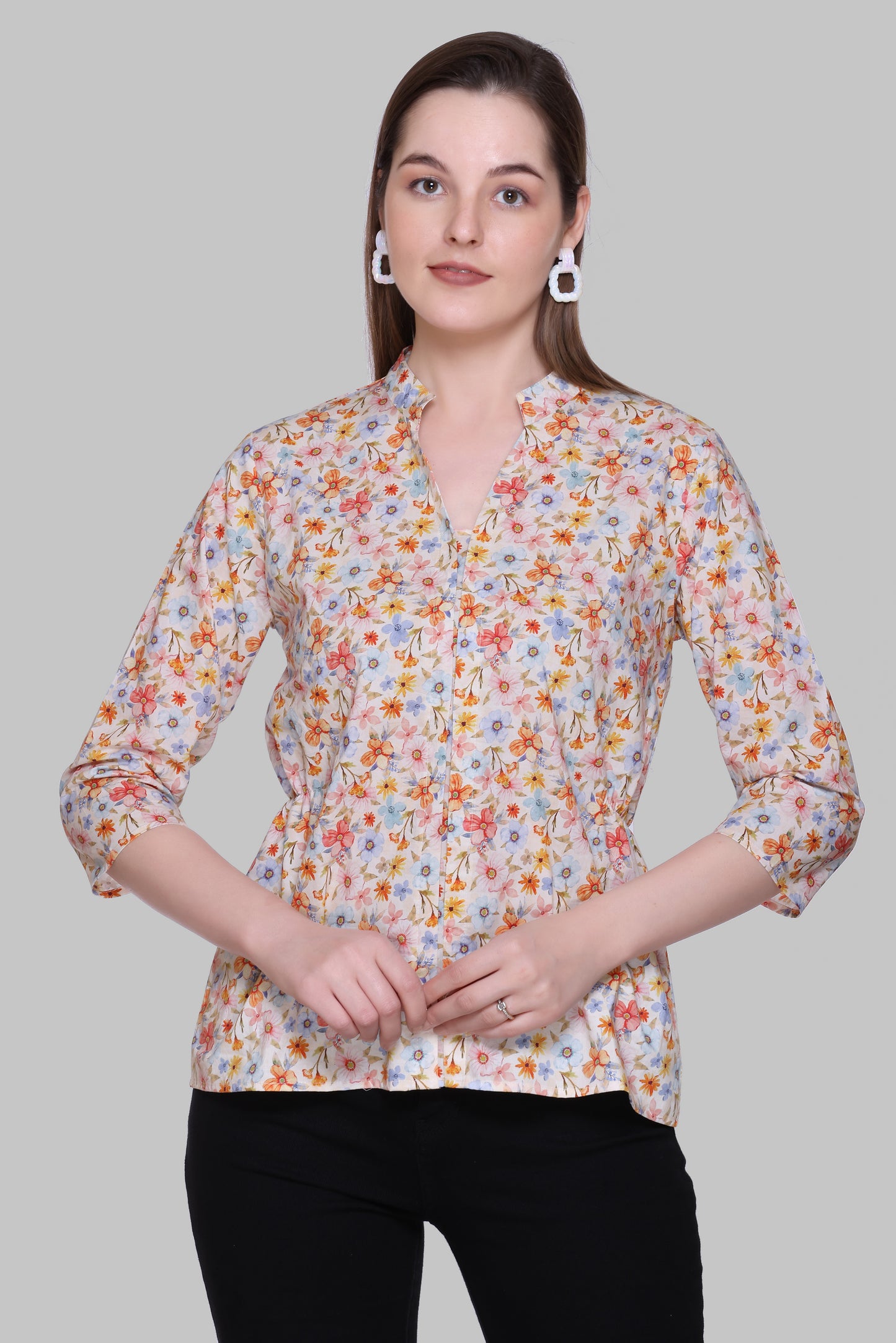 Off-White Printed Cotton Top