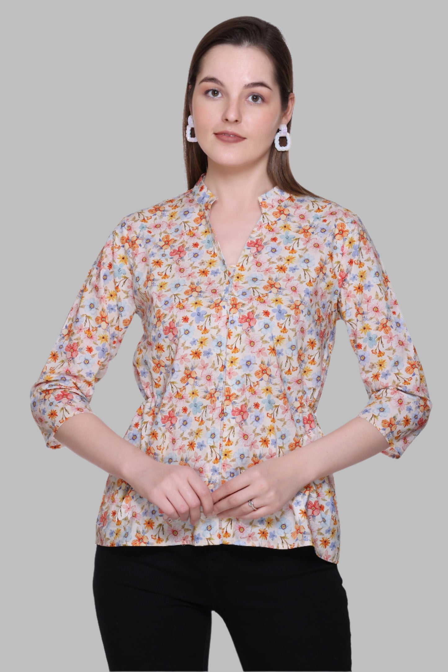 Off-White Printed Cotton Top