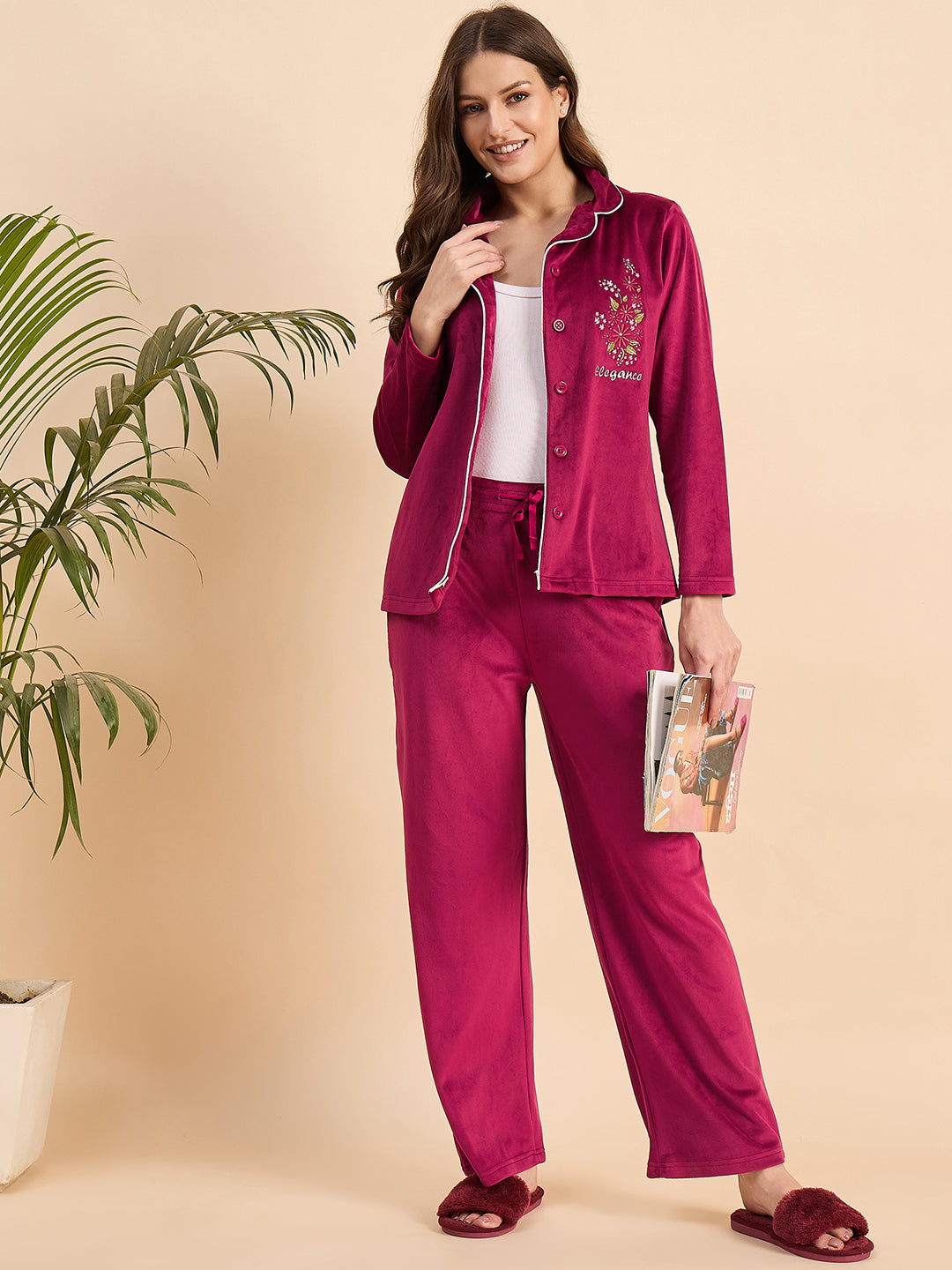 KIZA WOMEN VELVET FRONT OPEN