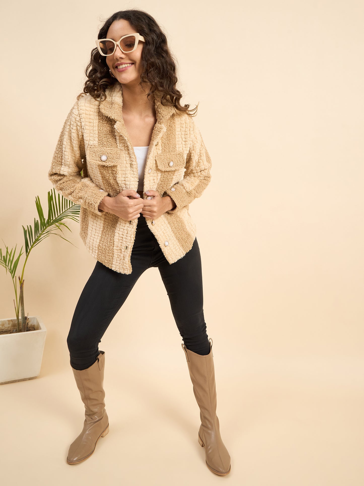 KIZA WOMEN FRONT OPEN FUR COAT