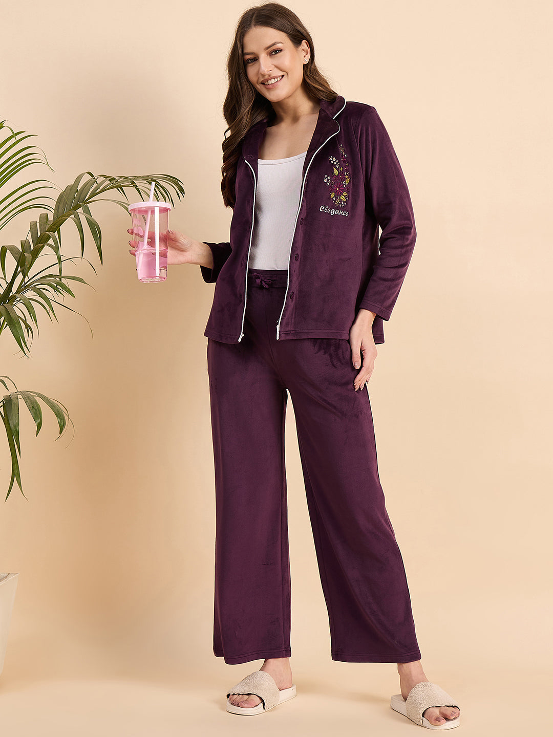 KIZA WOMEN VELVET FRONT OPEN