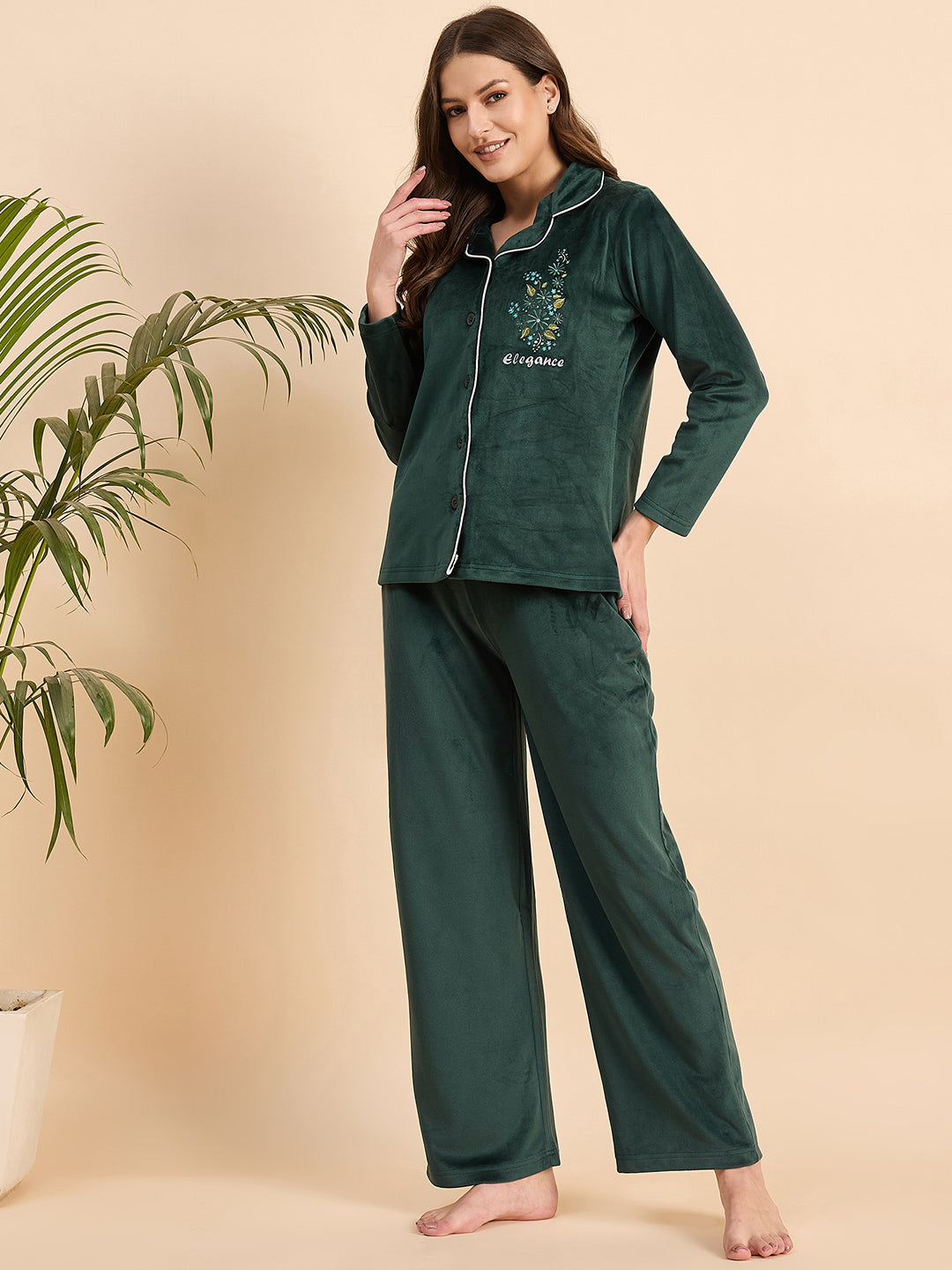 KIZA WOMEN VELVET FRONT OPEN