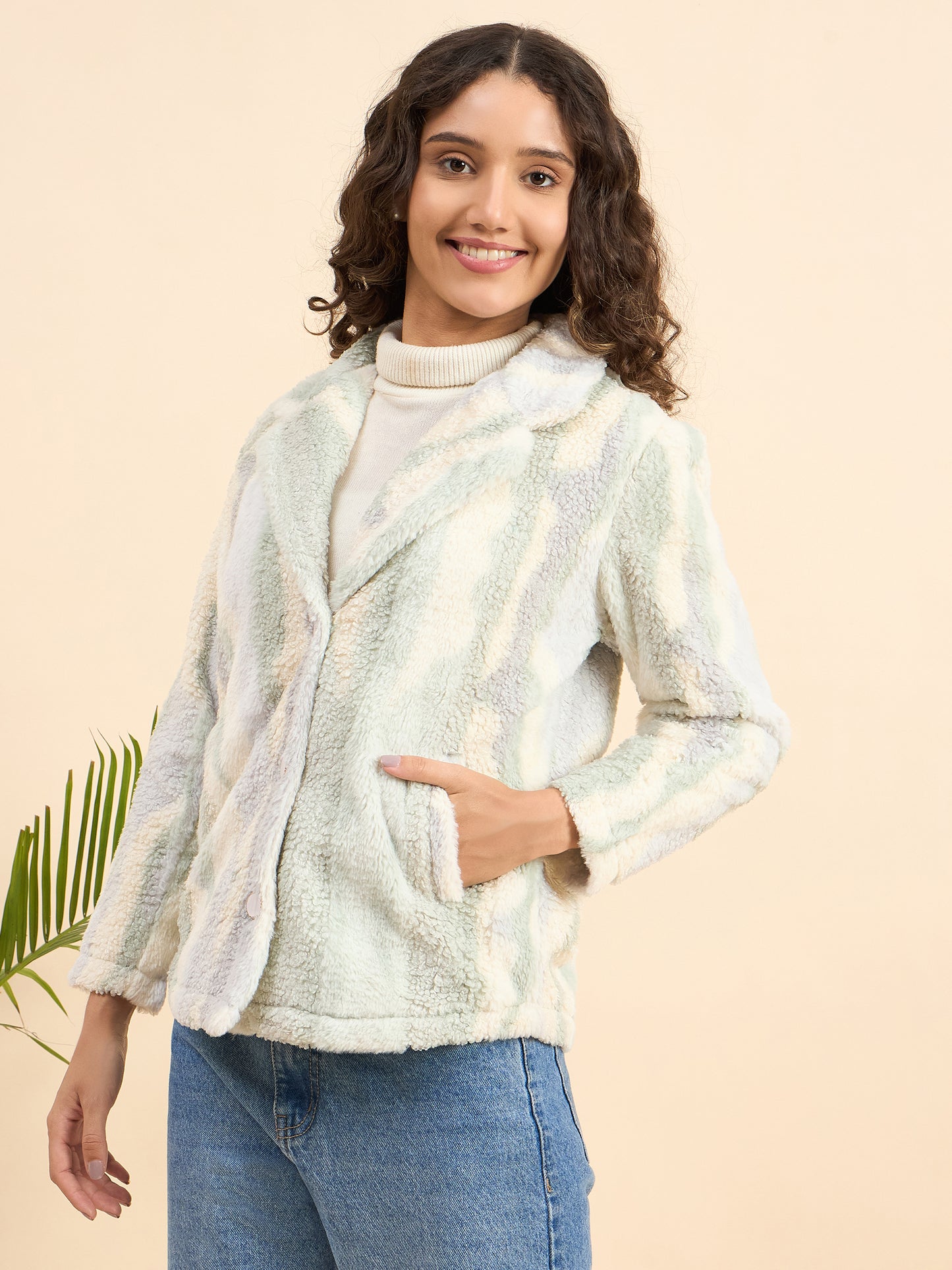 KIZA WOMEN FRONT OPEN FUR COAT