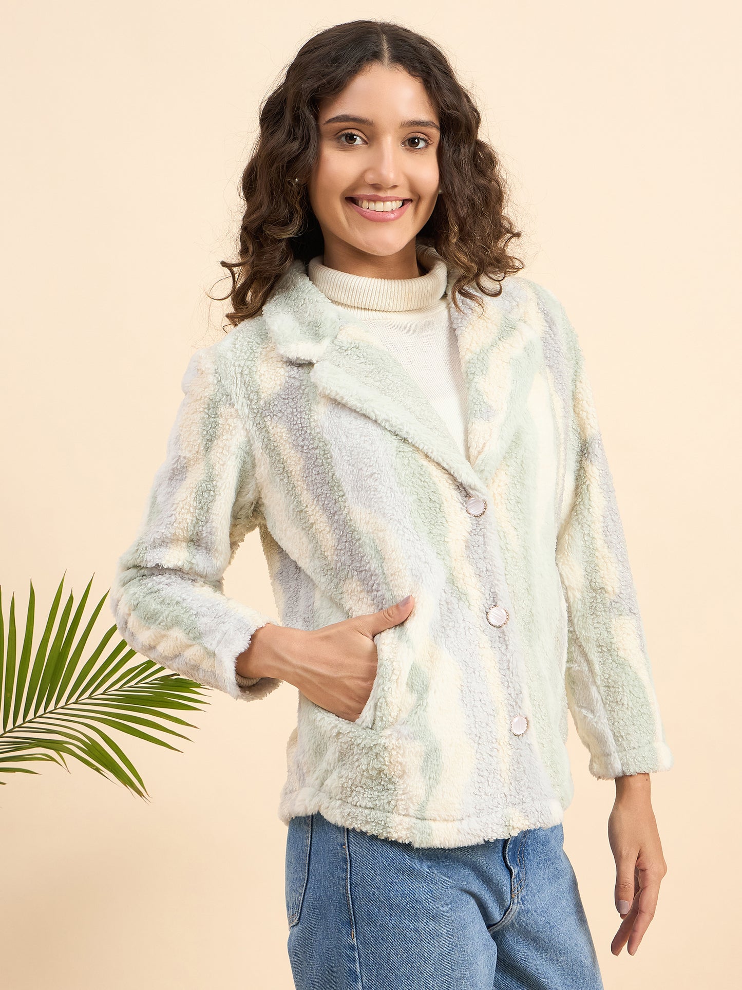 KIZA WOMEN FRONT OPEN FUR COAT