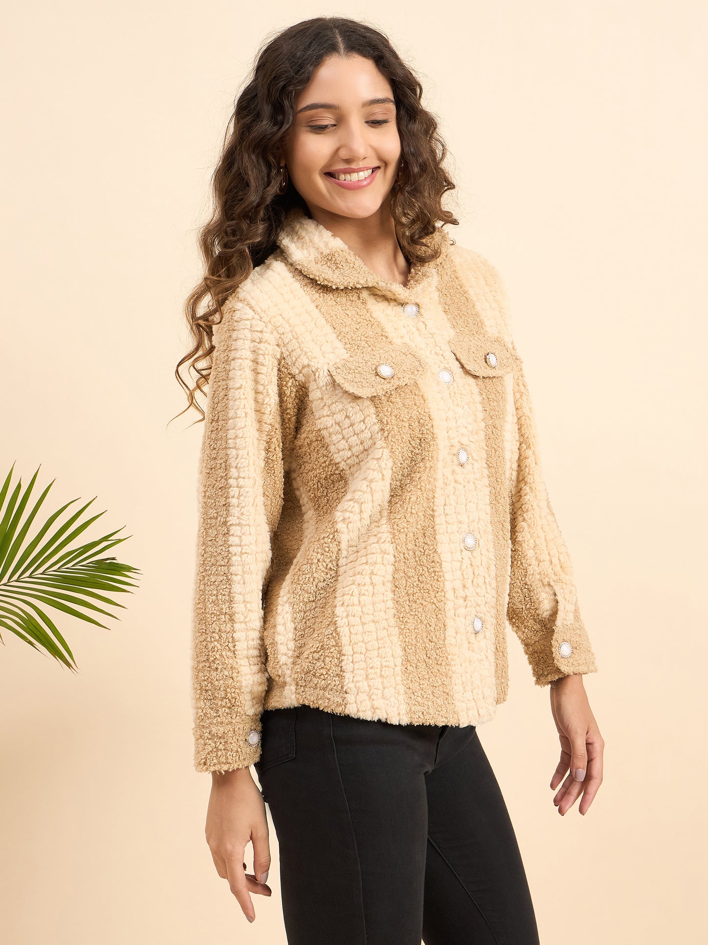 KIZA WOMEN FRONT OPEN FUR COAT