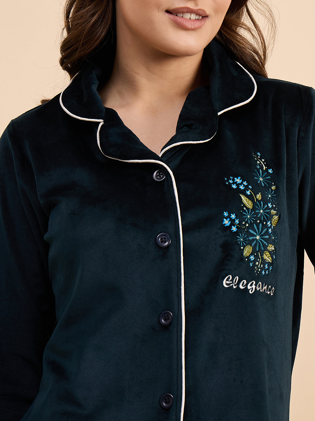 KIZA WOMEN VELVET FRONT OPEN