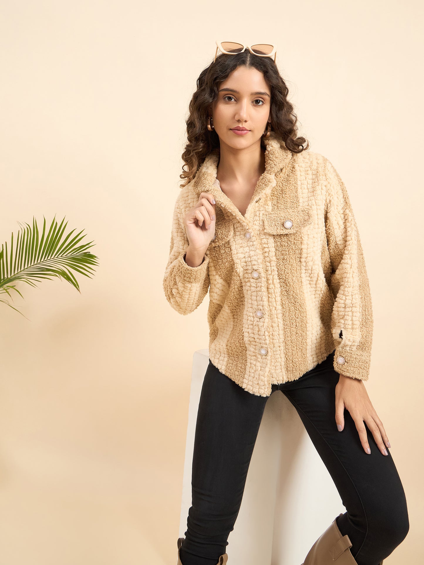 KIZA WOMEN FRONT OPEN FUR COAT