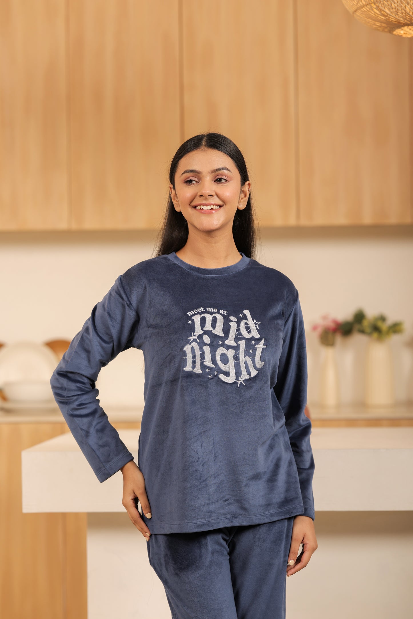 Kiza Women’s Round Neck Printed Night Suit