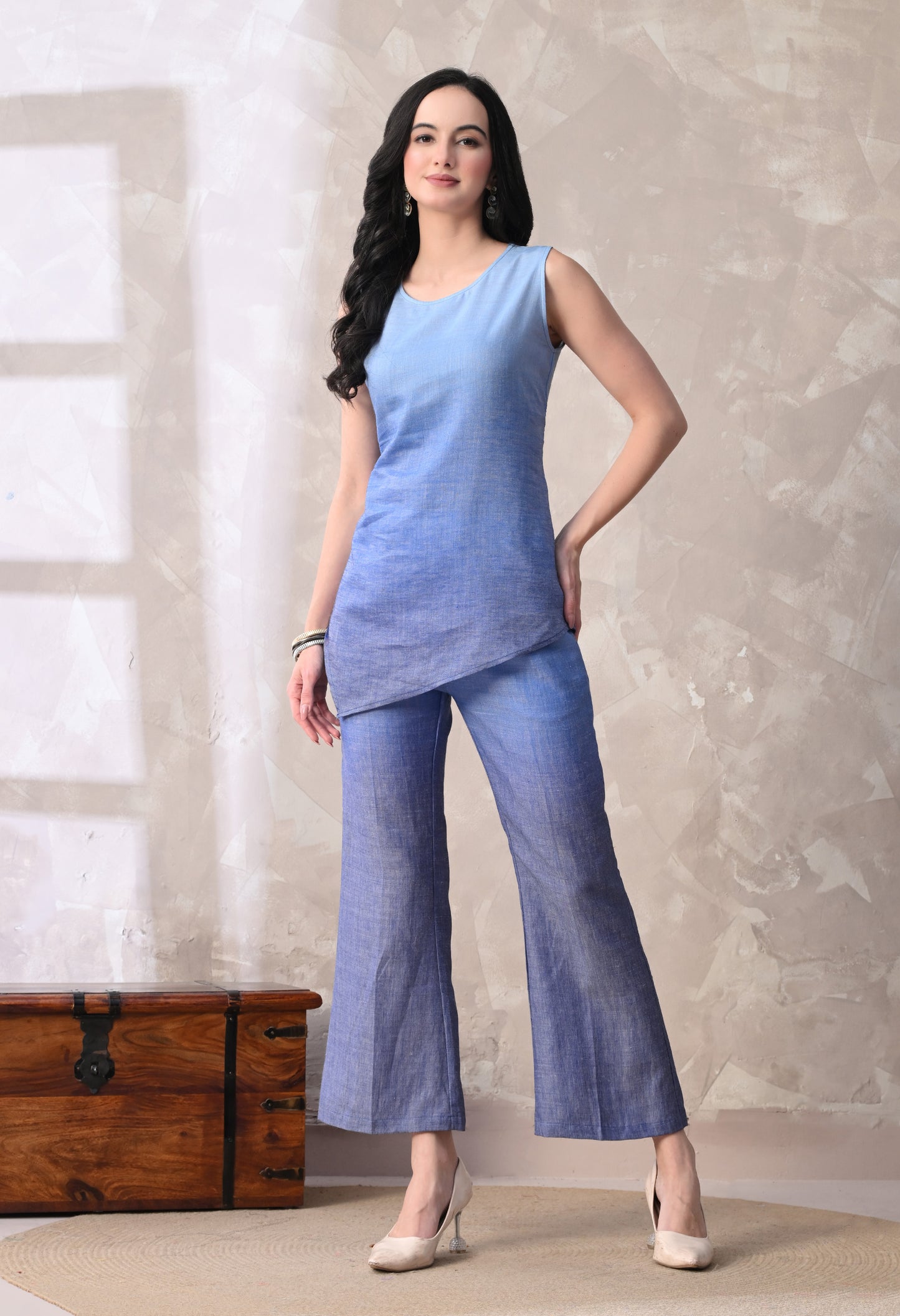 Blue Ombre Linen Co-Ord Set