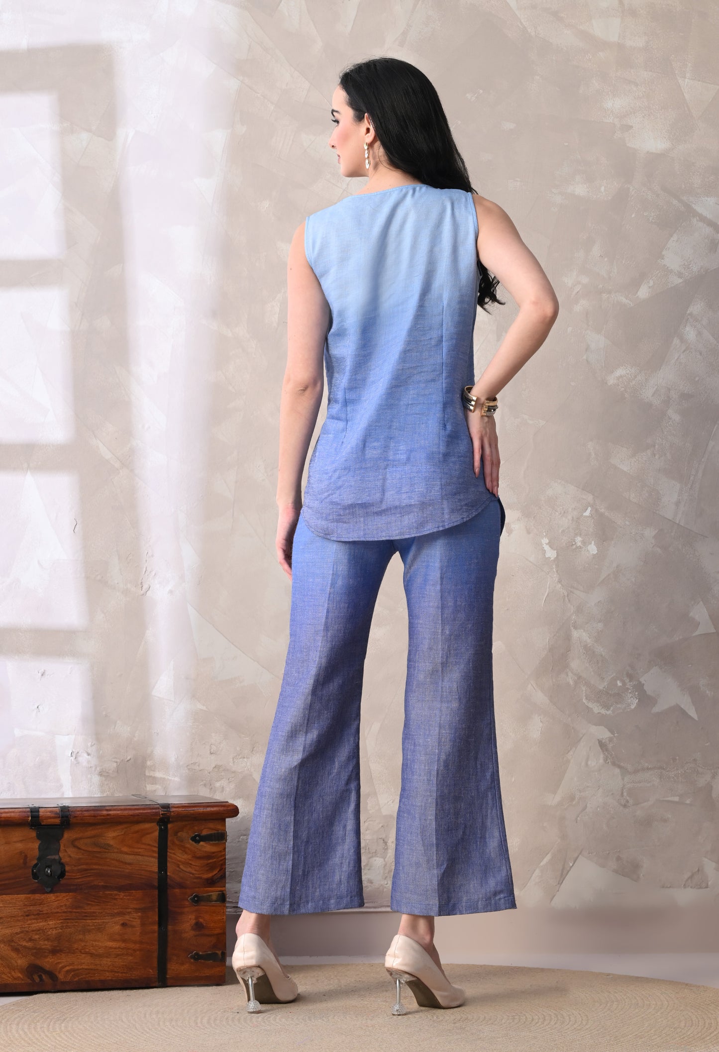 Blue Ombre Linen Co-Ord Set