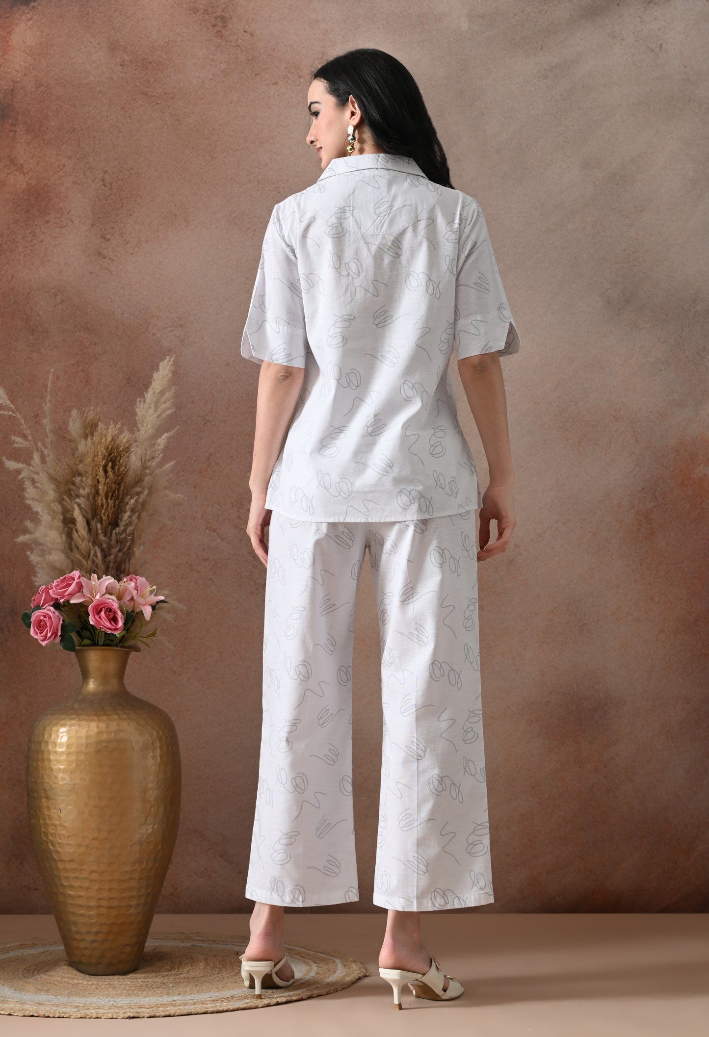 White Resort Shirt Co-ord Set for Women