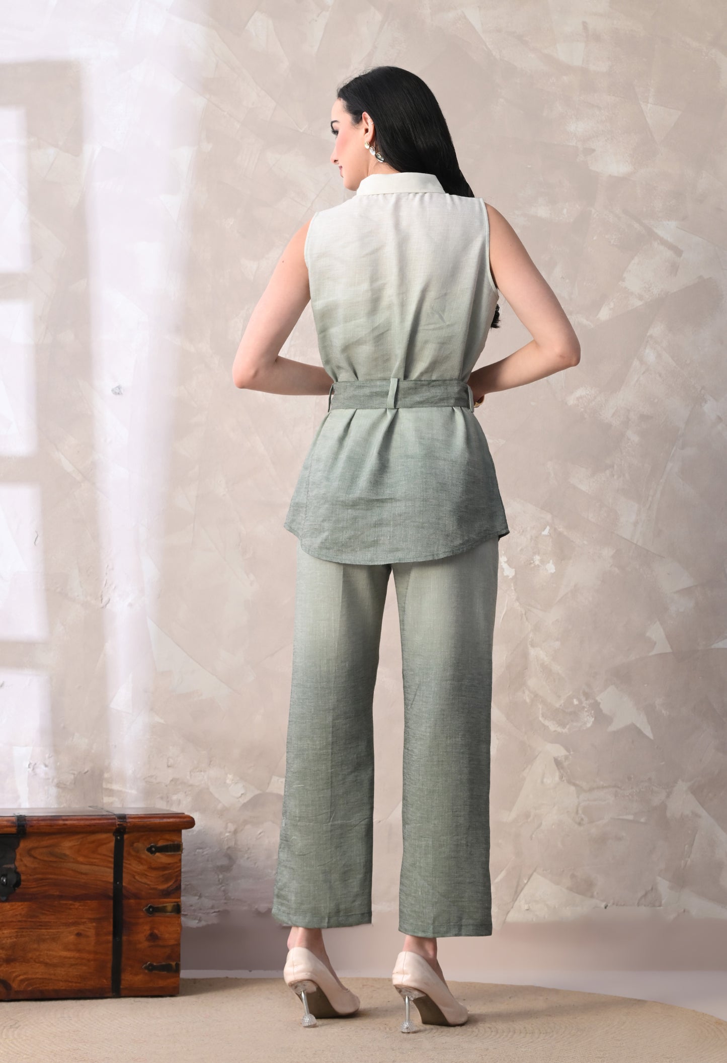Sage Green Ombre Linen Co-Ord Set