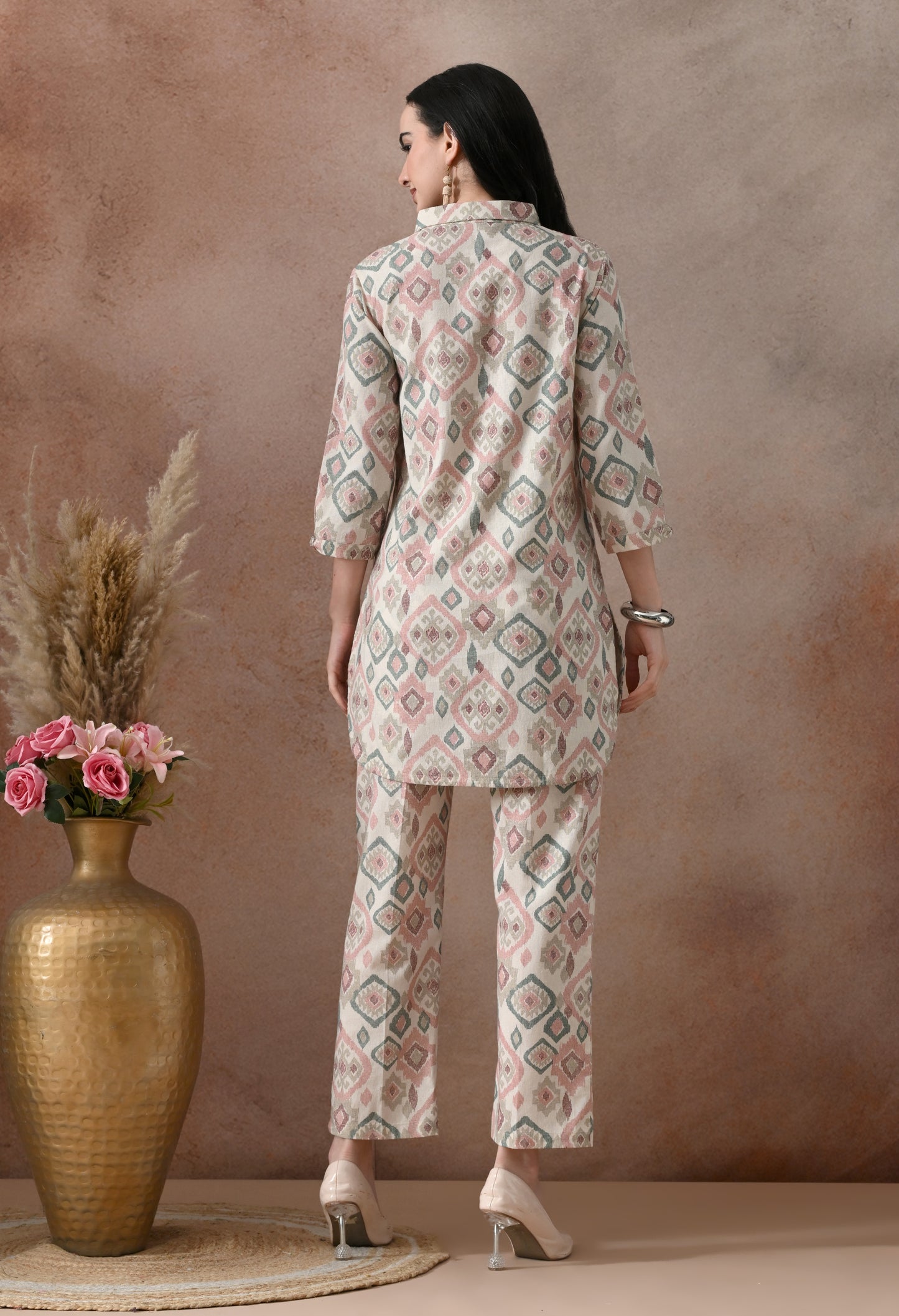 Boho Ikat Print Shirt-Style Co-ord Set