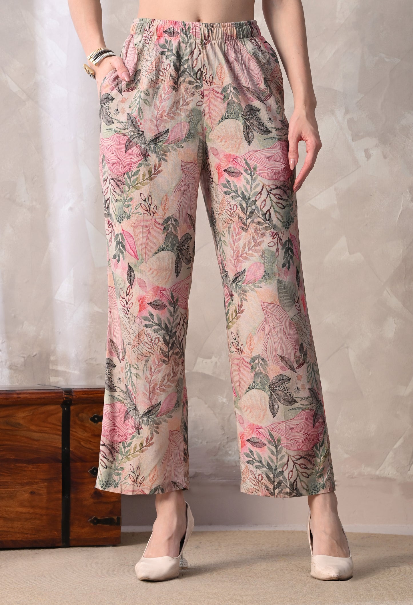 Blush Pink Floral Linen Co-Ord Set