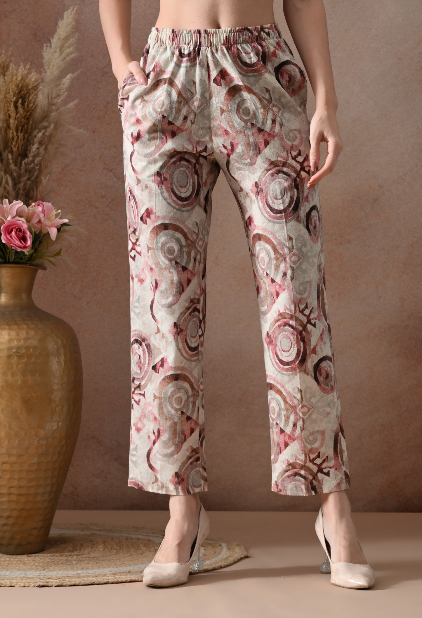 Artistic Abstract Print V-Neck Co-ord Set