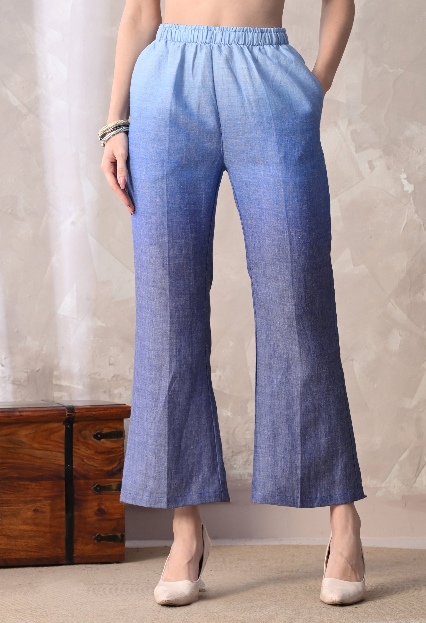 Blue Ombre Linen Co-Ord Set