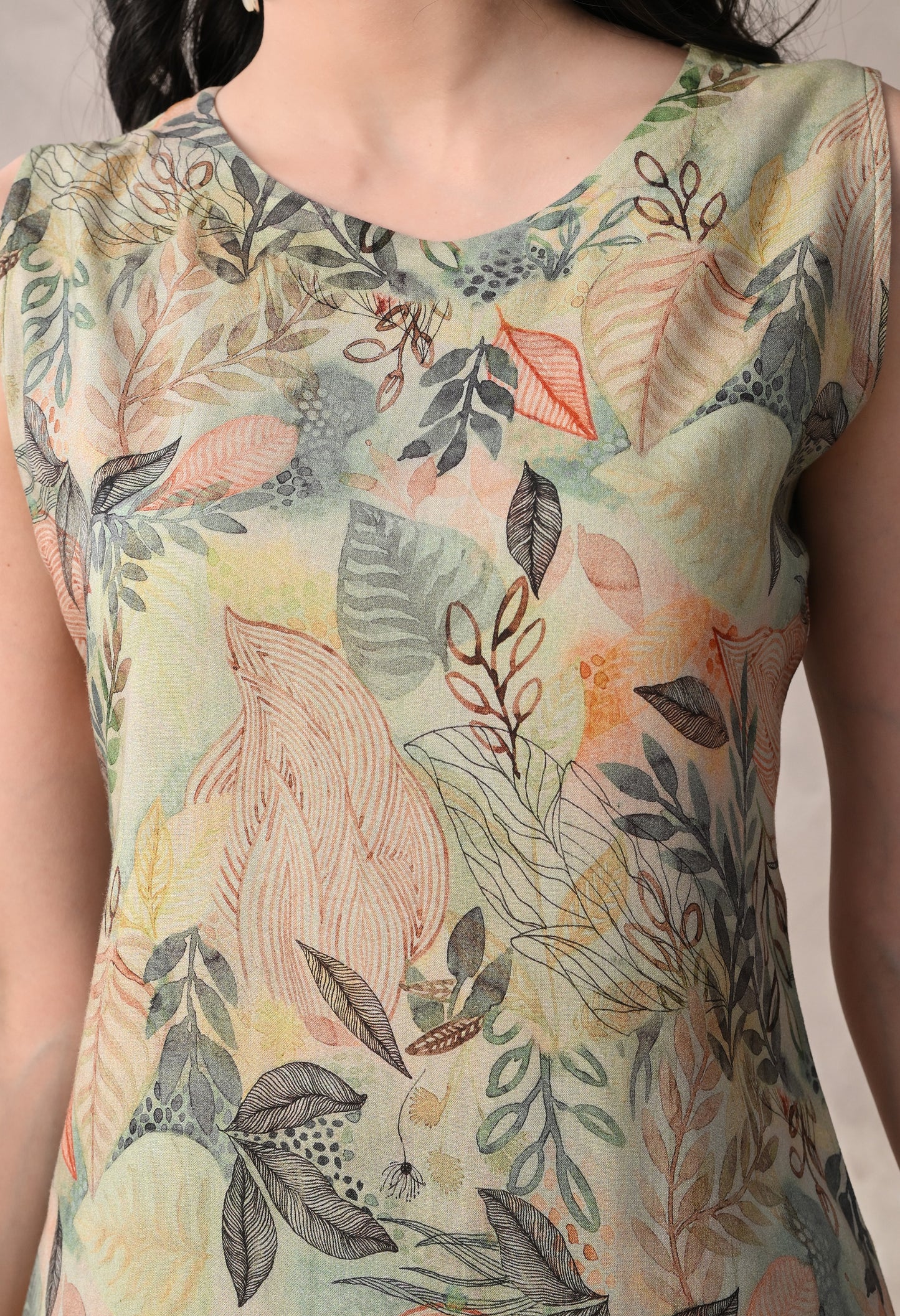 Sage Green Floral Rayon Co-Ord Set