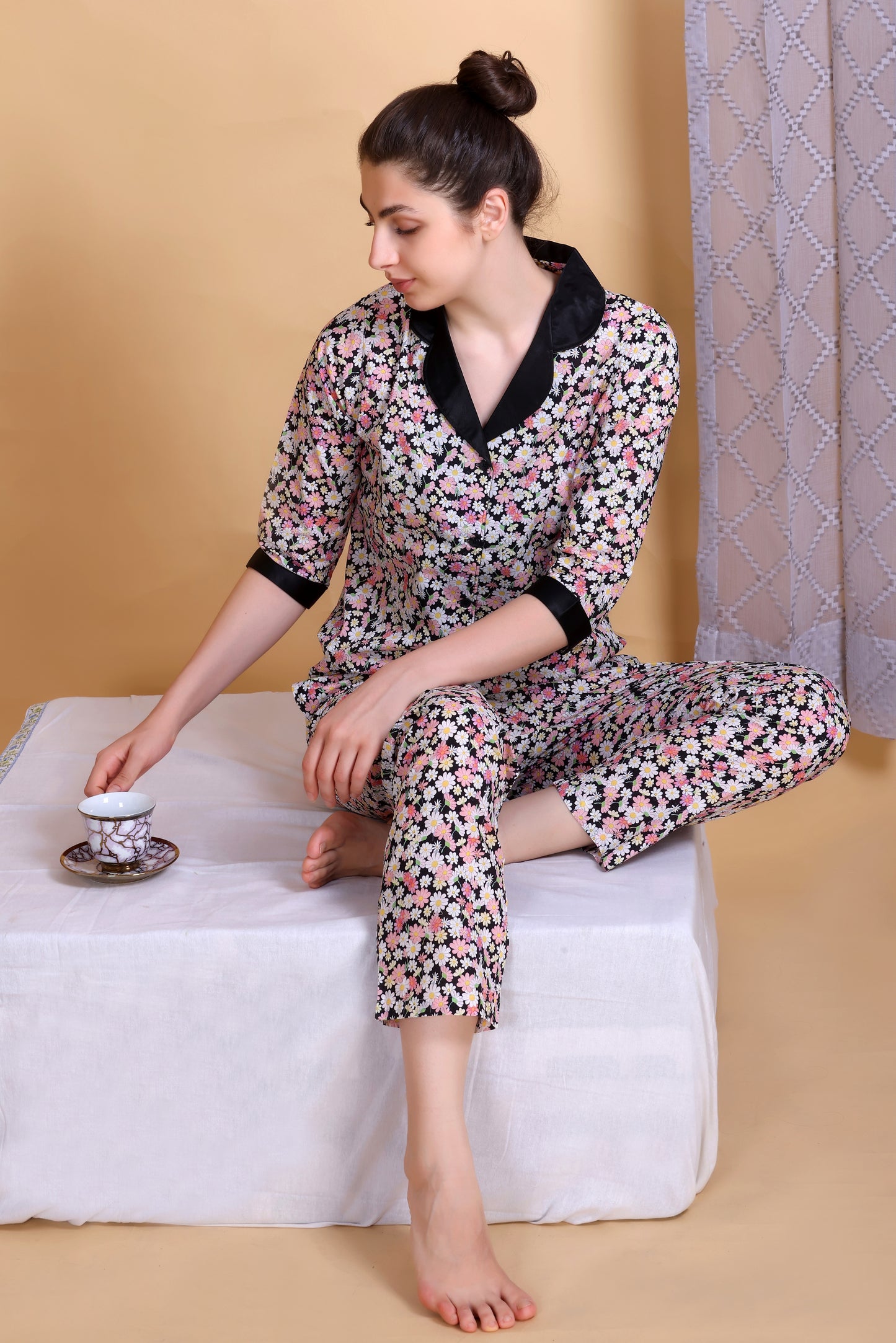 Cotton Front-open nightwear set