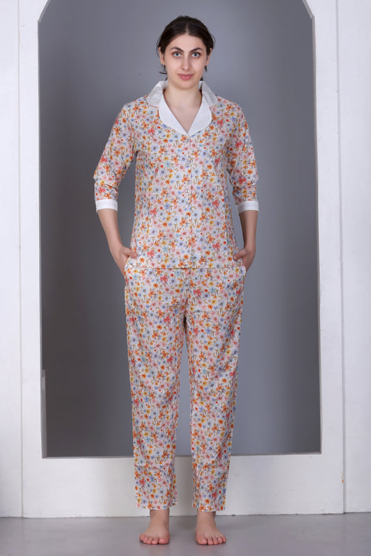 Cotton Front-open Nightwear set