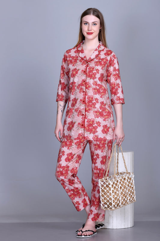 Cotton Front-open Nightwear Set