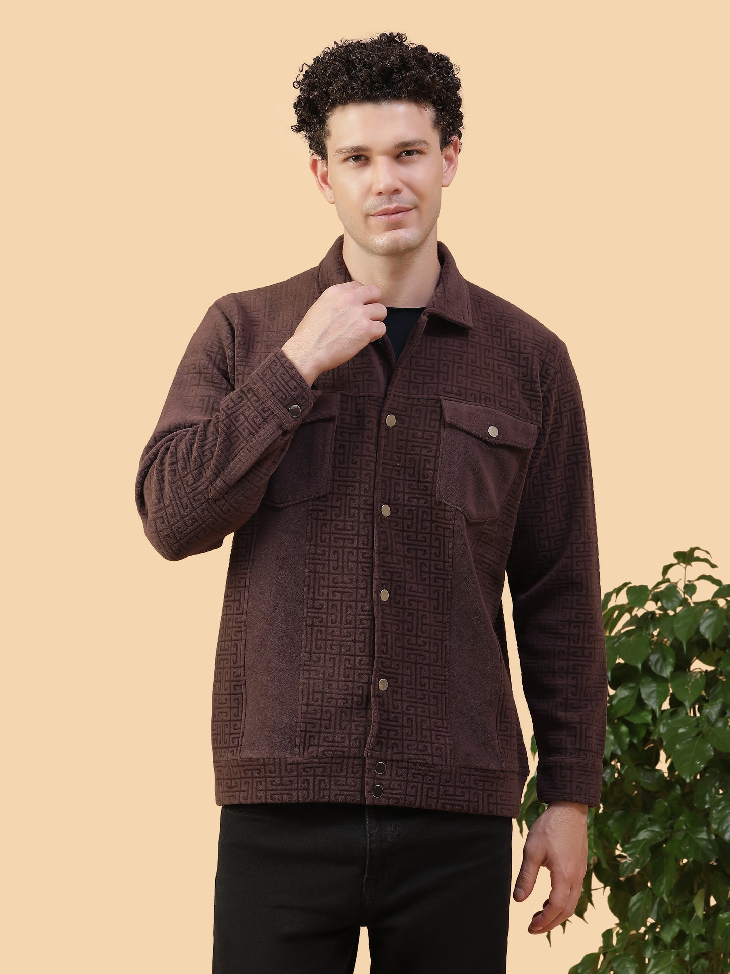 Kiza Men’s Brown Textured Shacket