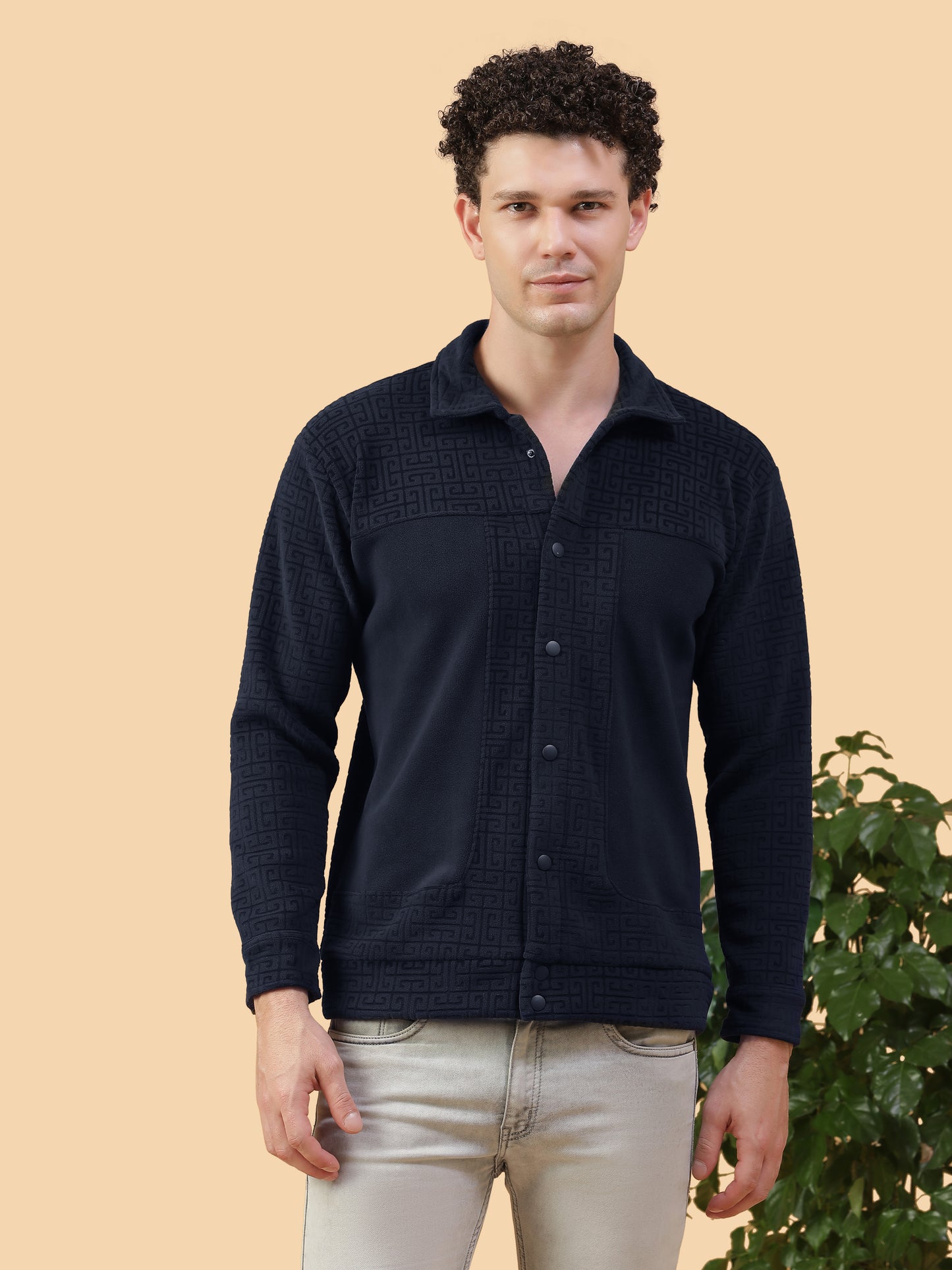 Kiza Men’s Navy Textured Shacket