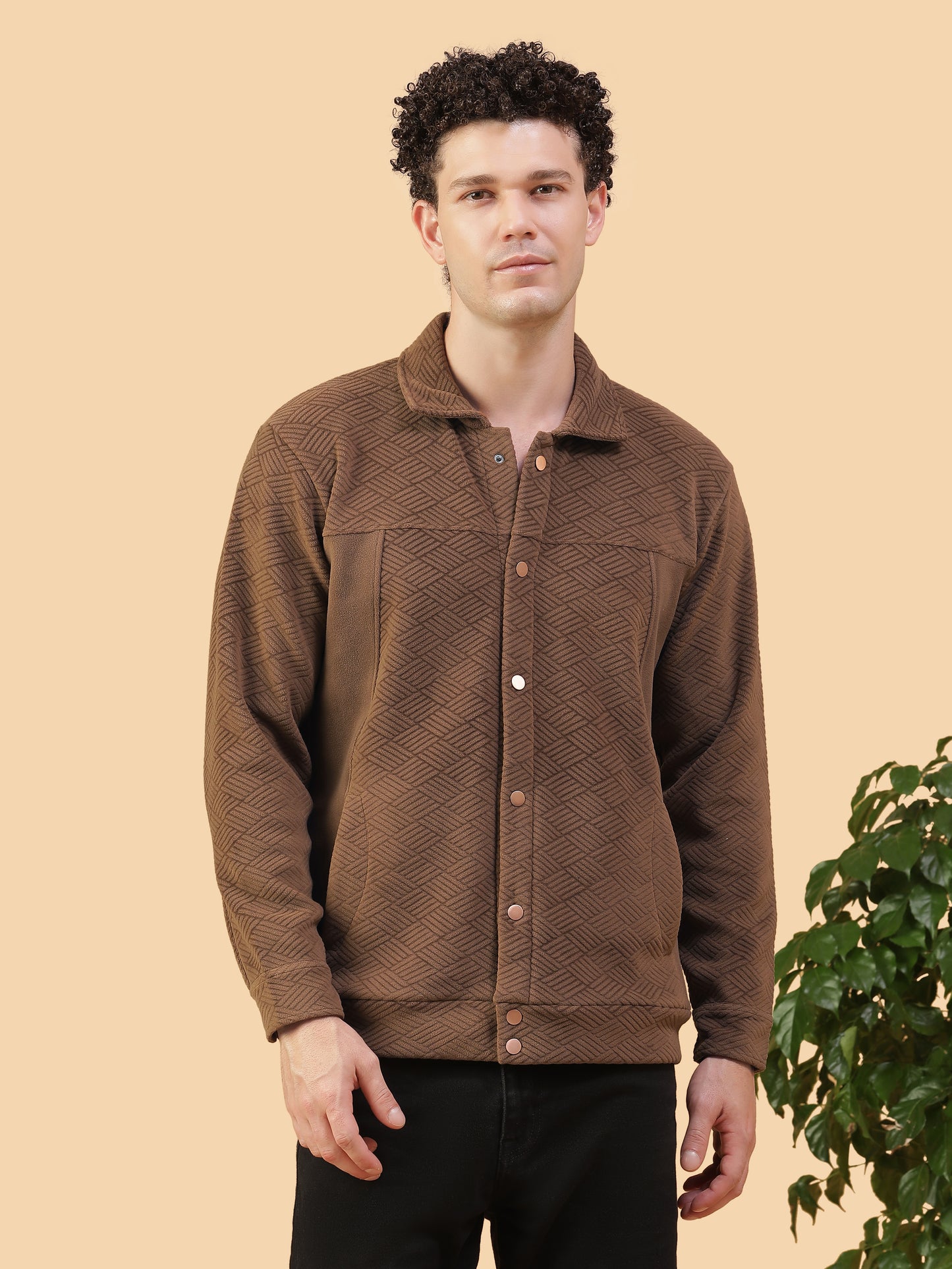 Kiza Men’s Textured Button-Up Jacket