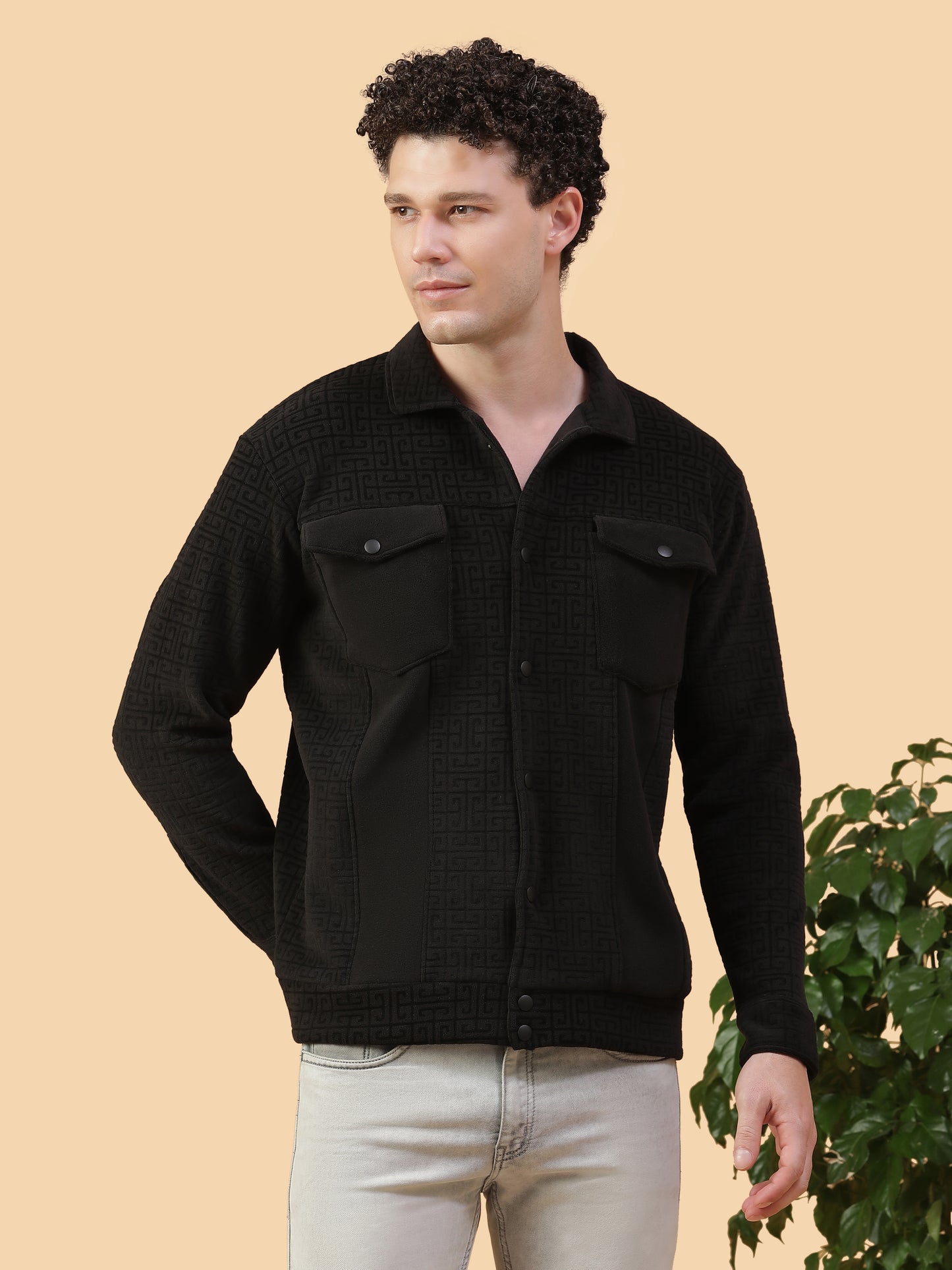 Kiza Men’s Black Textured Jacket