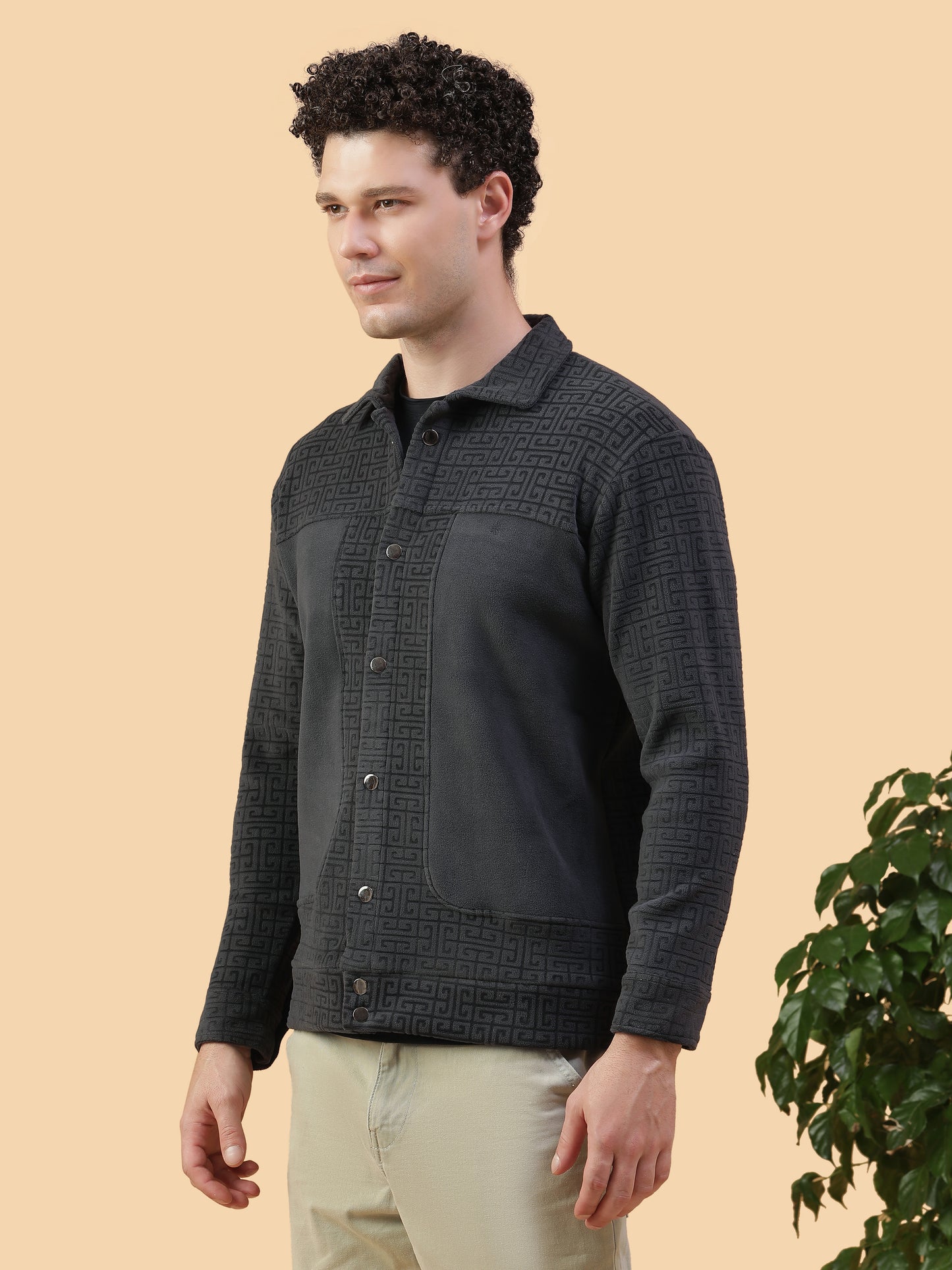 Kiza Men’s Geometric Textured Shacket