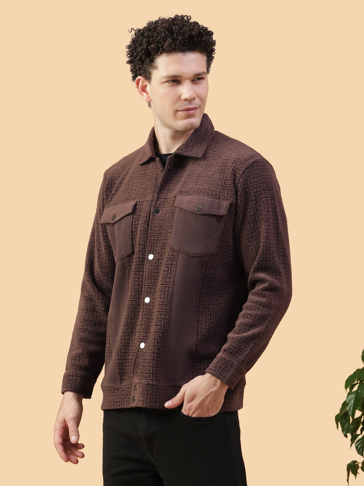 Kiza Men’s Brown Textured Shacket