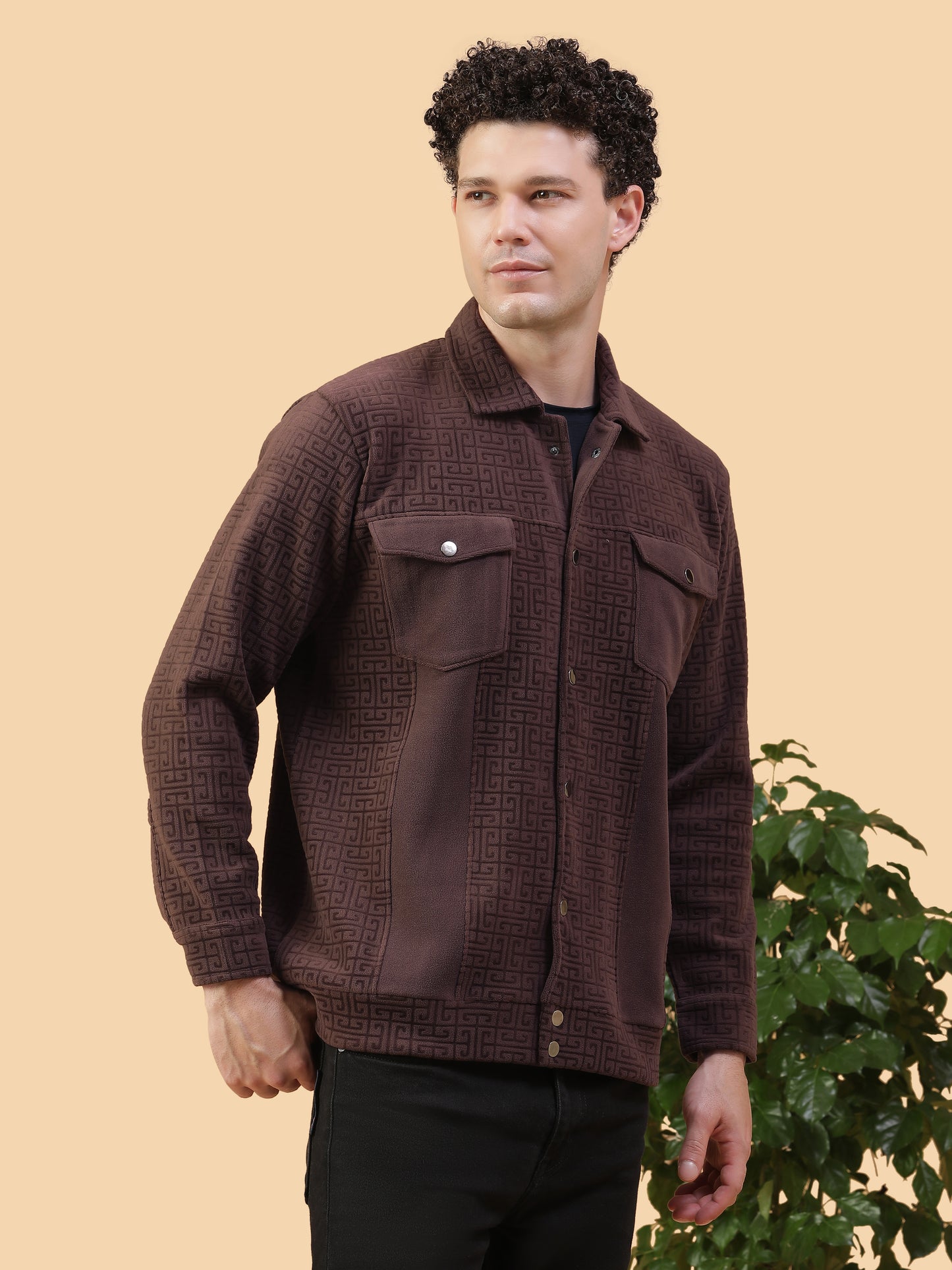 Kiza Men’s Brown Textured Shacket