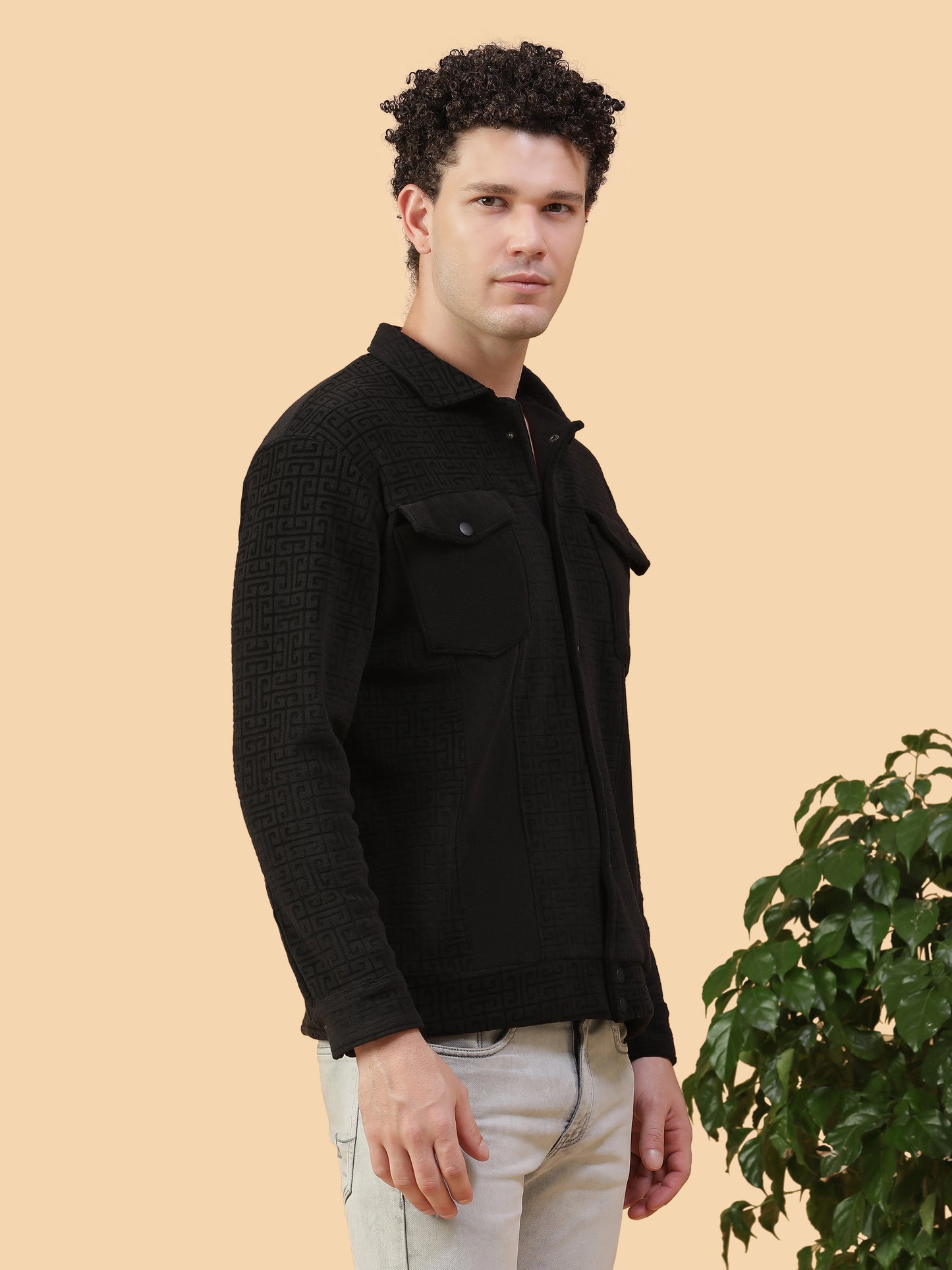 Kiza Men’s Black Textured Jacket