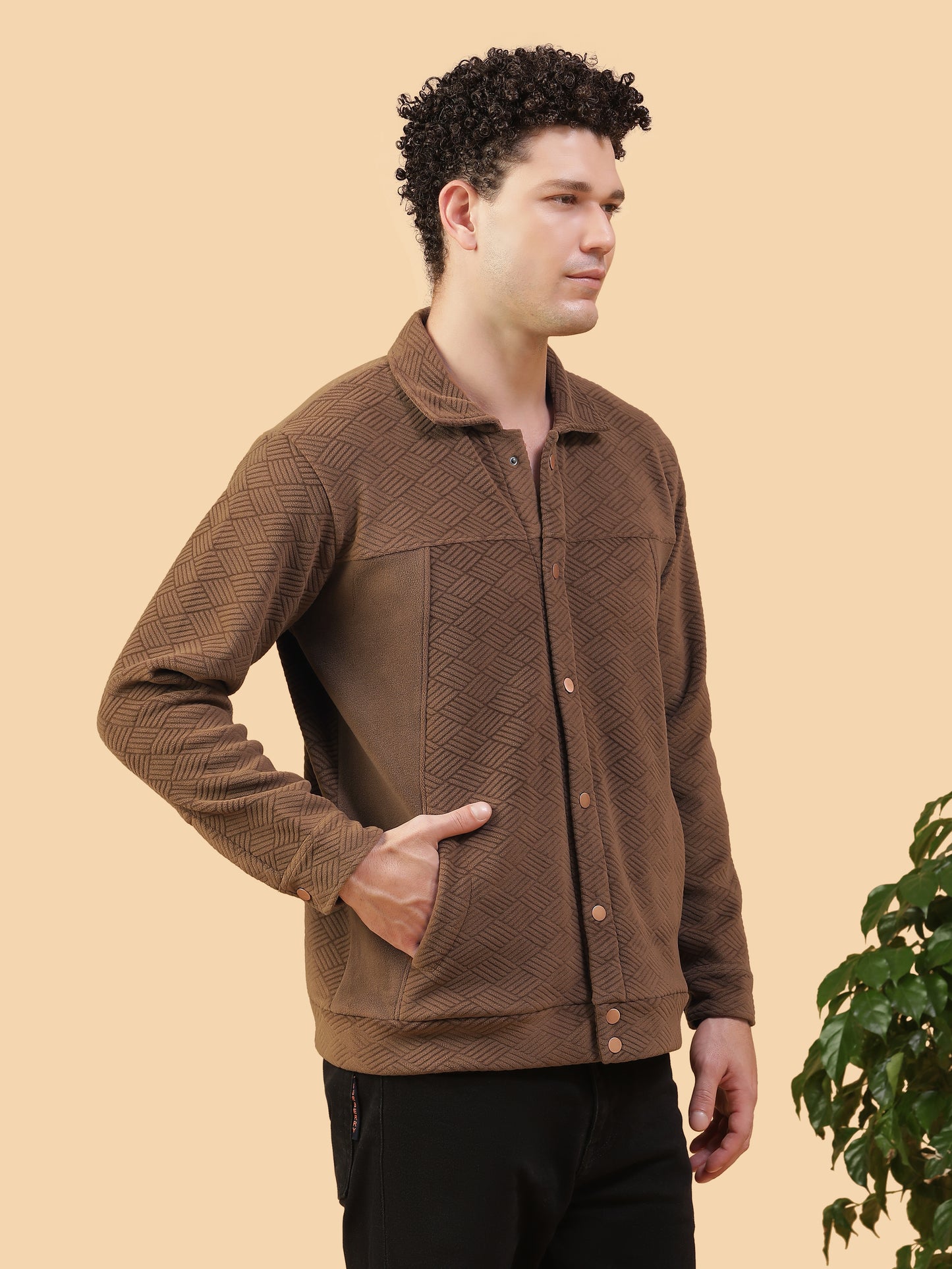 Kiza Men’s Textured Button-Up Jacket