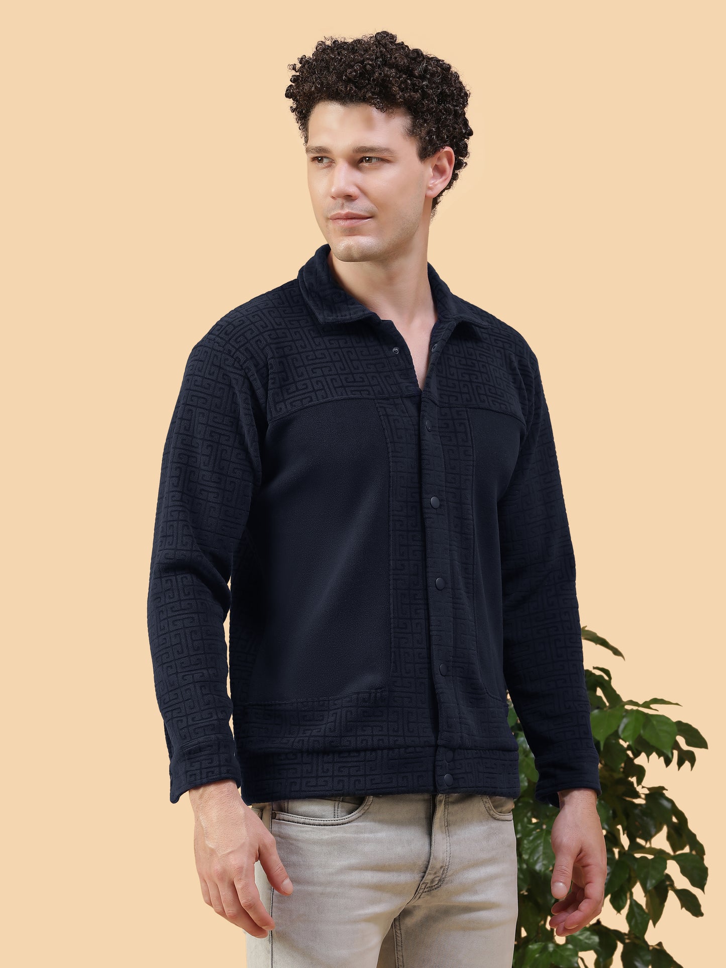 Kiza Men’s Navy Textured Shacket