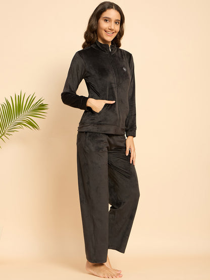 KIZA WOMEN TRACKSUIT WITH LOOSE PYJAMA (BLACK)