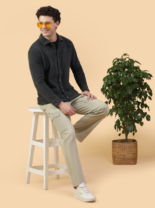 Kiza Men’s Geometric Textured Shacket