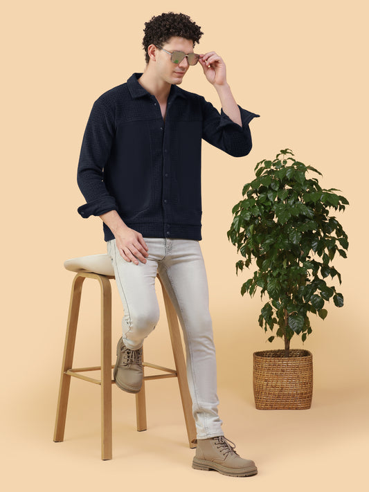 Kiza Men’s Navy Textured Shacket