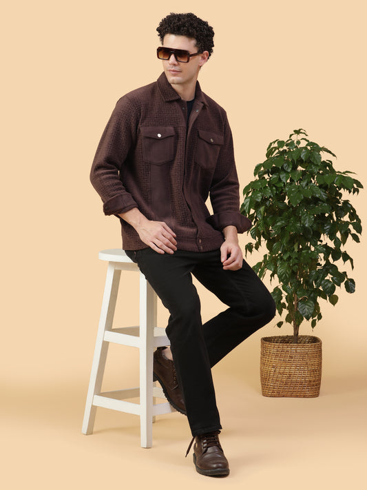 Kiza Men’s Brown Textured Shacket