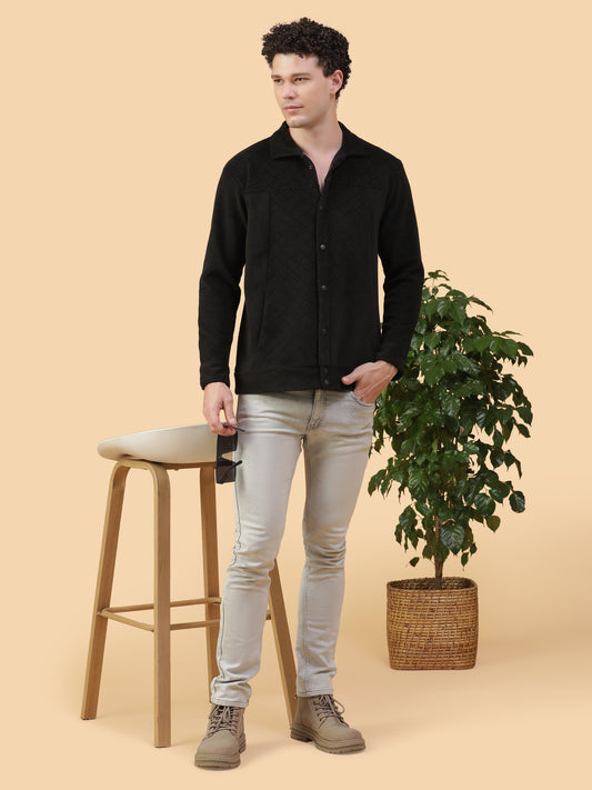 Kiza Men’s Classic Black Textured Shacket