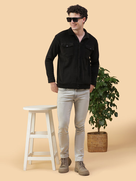 Kiza Men’s Black Textured Jacket
