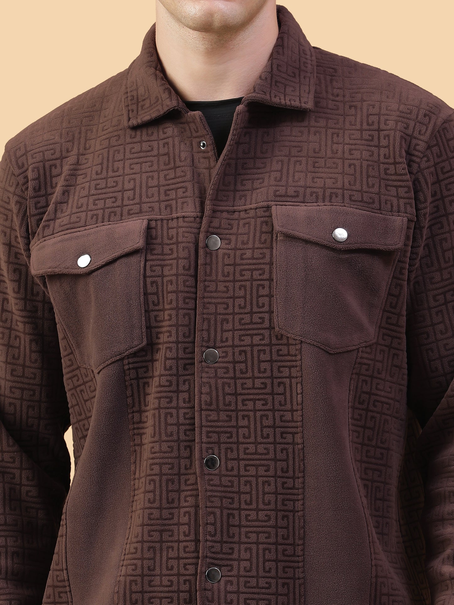 Kiza Men’s Brown Textured Shacket