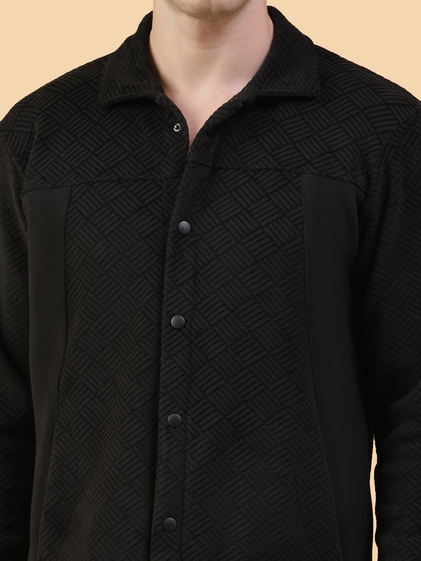 Kiza Men’s Classic Black Textured Shacket